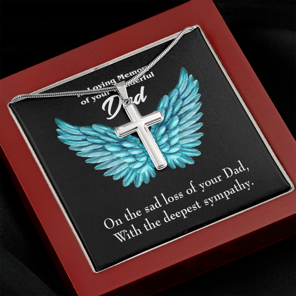 With Deepest Sympathy Dad Memorial Gift Dad Memorial Cross Necklace Sympathy Gift Loss of Father Condolence Message Card-Express Your Love Gifts
