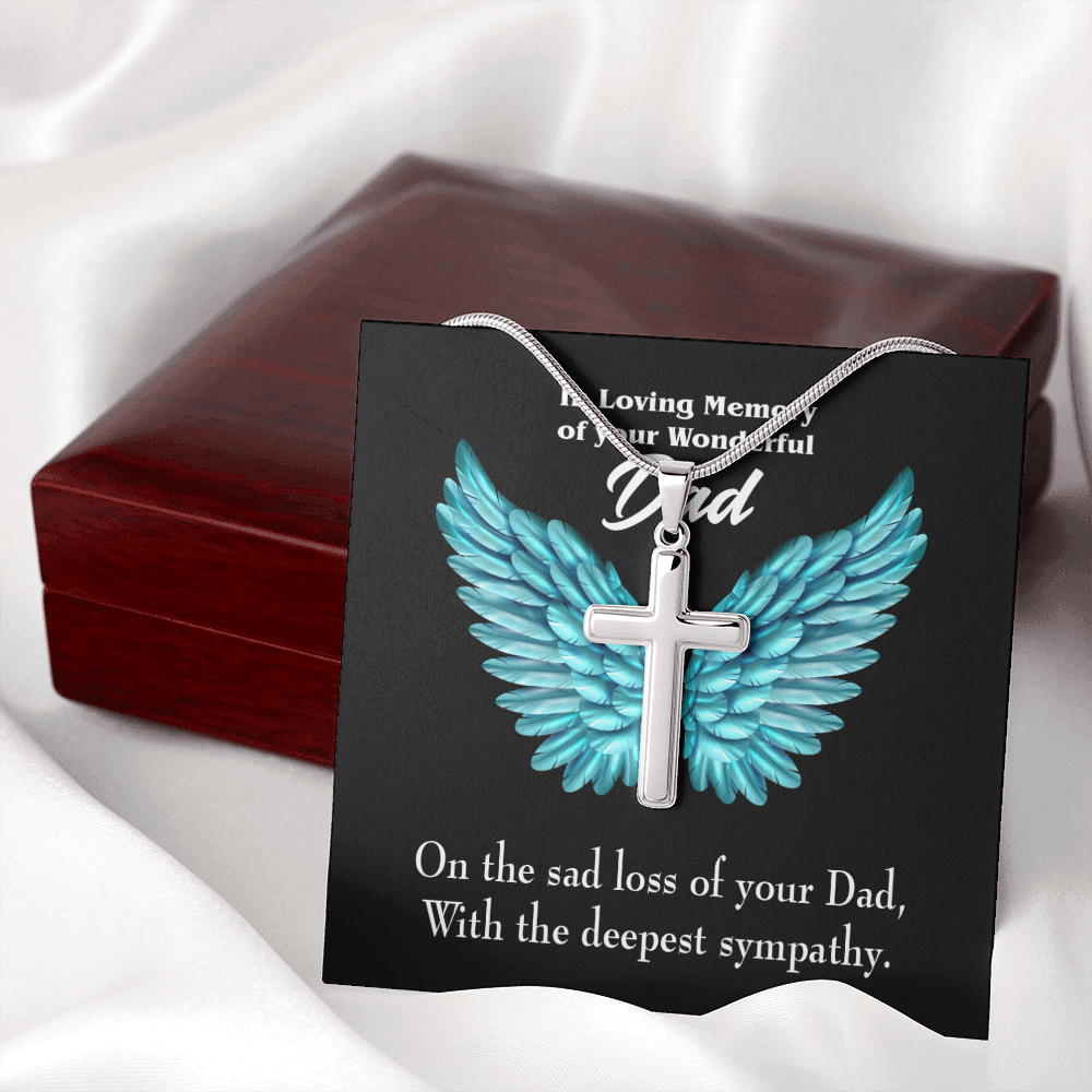 With Deepest Sympathy Dad Memorial Gift Dad Memorial Cross Necklace Sympathy Gift Loss of Father Condolence Message Card-Express Your Love Gifts