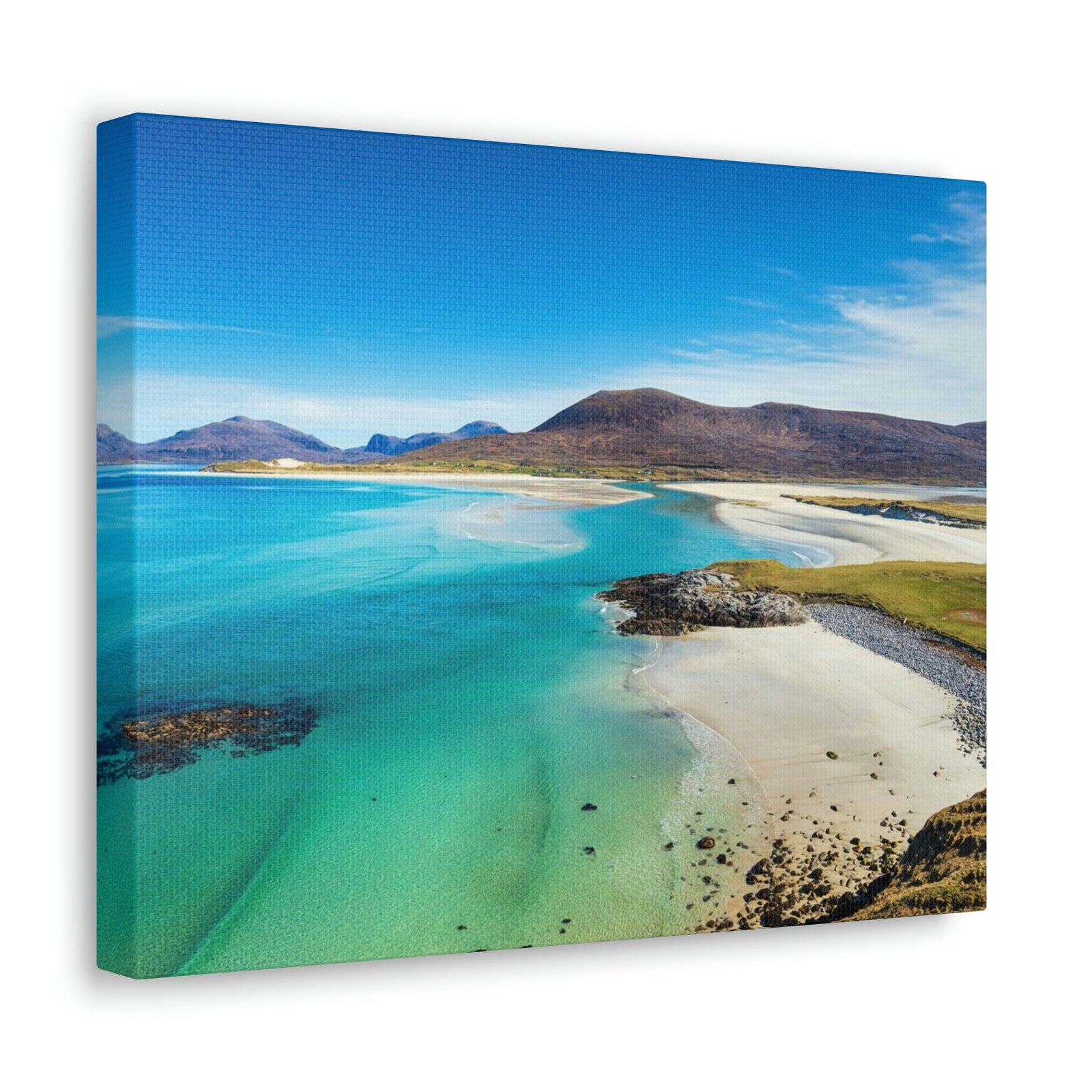 Wonderful Sandy Beach Scene Beautiful Amazing and Lovely Sea Beauty Nature Scene Big Mountains and Shore Wall Art Ready to Hang Unframed-Express Your Love Gifts