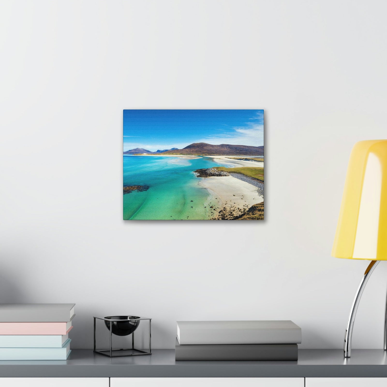 Wonderful Sandy Beach Scene Beautiful Amazing and Lovely Sea Beauty Nature Scene Big Mountains and Shore Wall Art Ready to Hang Unframed-Express Your Love Gifts