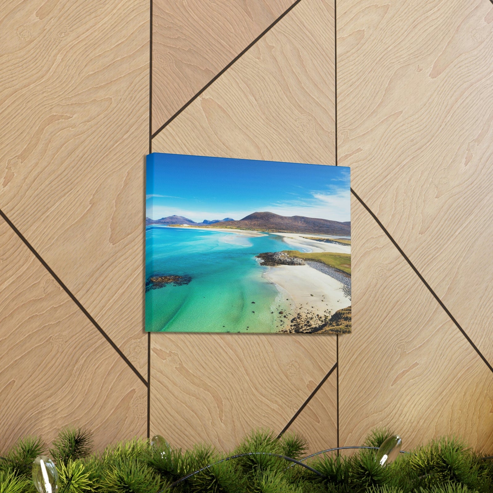 Wonderful Sandy Beach Scene Beautiful Amazing and Lovely Sea Beauty Nature Scene Big Mountains and Shore Wall Art Ready to Hang Unframed-Express Your Love Gifts