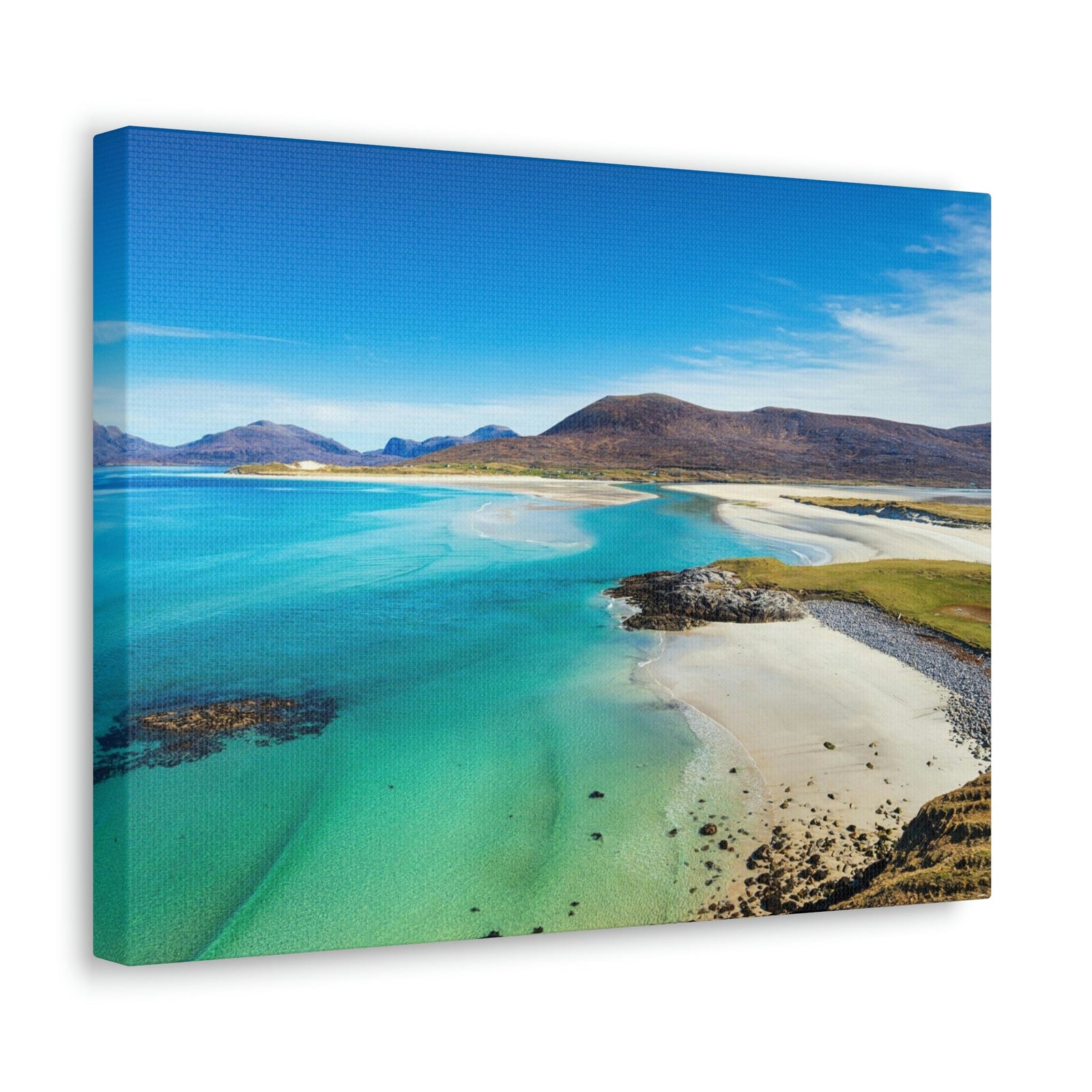 Wonderful Sandy Beach Scene Beautiful Amazing and Lovely Sea Beauty Nature Scene Big Mountains and Shore Wall Art Ready to Hang Unframed-Express Your Love Gifts