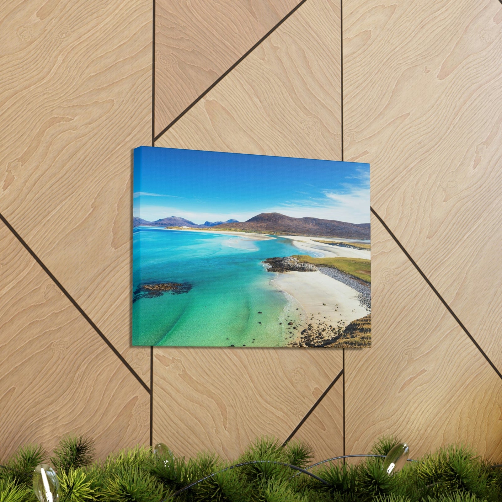 Wonderful Sandy Beach Scene Beautiful Amazing and Lovely Sea Beauty Nature Scene Big Mountains and Shore Wall Art Ready to Hang Unframed-Express Your Love Gifts