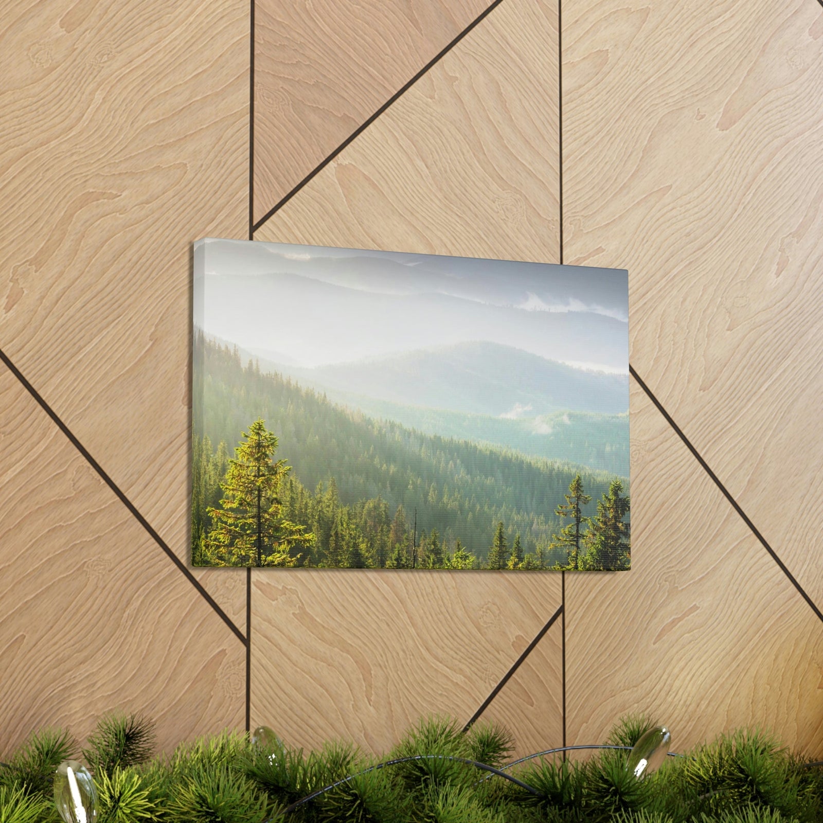 Wonderful Trees on the Mountains Scene Beautiful Spectacular and Awesome Beauty Nature Scene Big Trees and Mountain Range Wall Art Ready to Hang Unframed-Express Your Love Gifts