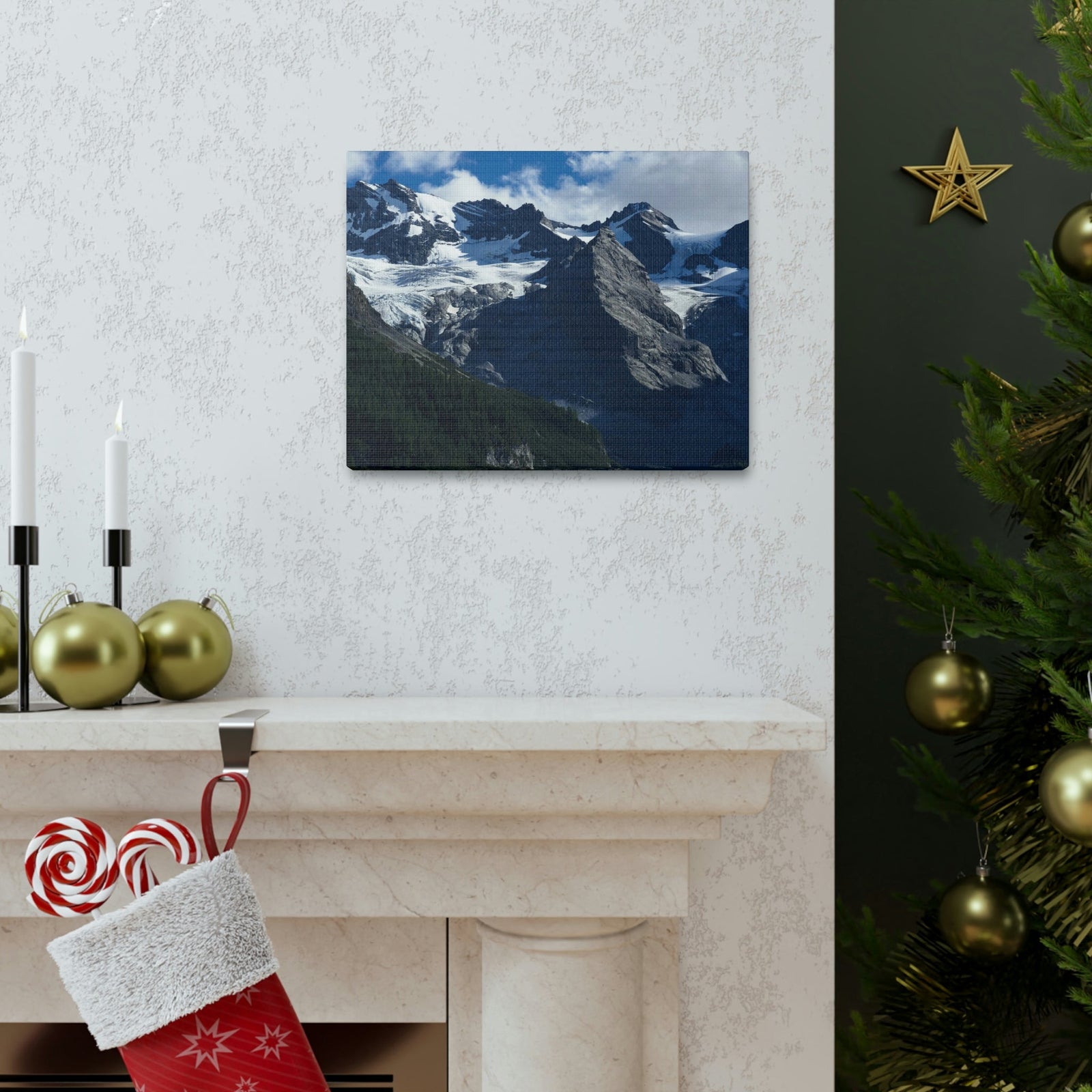 Wondrous Mountains Covered in Snow Scene Beautiful Phenomenal and Amazing Beauty Nature Scene Big Snowy Mountains Wall Art Ready to Hang Unframed-Express Your Love Gifts