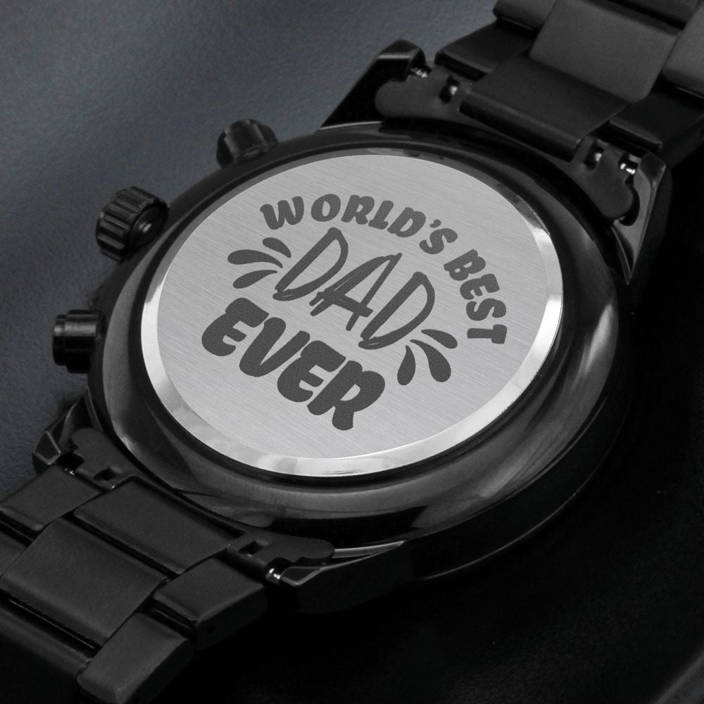 World's Best Dad Ever Engraved Multifunction Analog Stainless Steel Chronograph Men's Watch W Copper Dial-Express Your Love Gifts