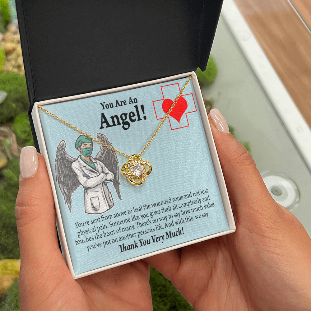 You are an Angel Nurse Healthcare Medical Worker Nurse Appreciation Gift Infinity Knot Necklace Message Card-Express Your Love Gifts