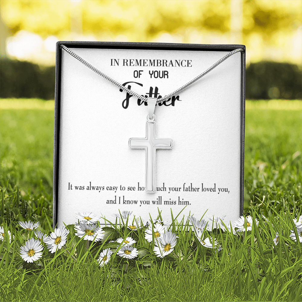 You Will Miss Her Dad Memorial Gift Dad Memorial Cross Necklace Sympathy Gift Loss of Father Condolence Message Card-Express Your Love Gifts