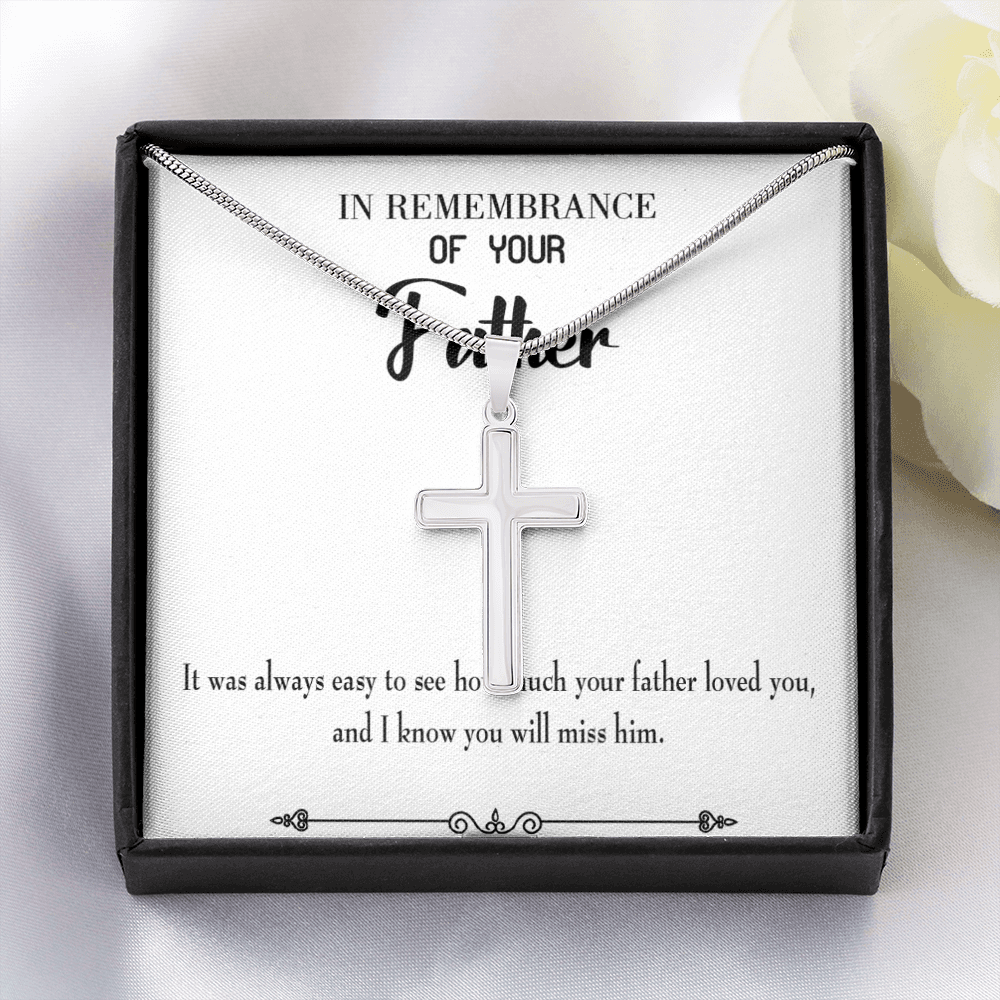 You Will Miss Her Dad Memorial Gift Dad Memorial Cross Necklace Sympathy Gift Loss of Father Condolence Message Card-Express Your Love Gifts