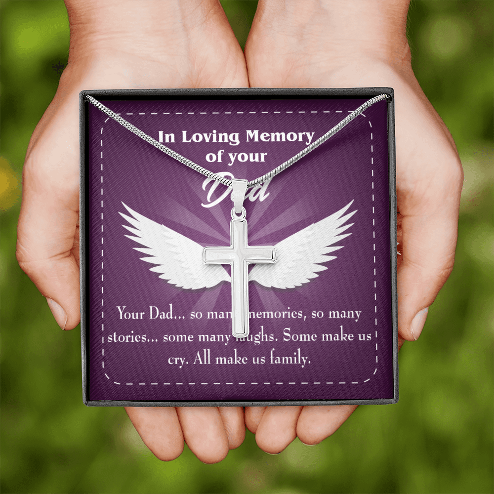 Your Dad Dad Memorial Gift Dad Memorial Cross Necklace Sympathy Gift Loss of Father Condolence Message Card-Express Your Love Gifts