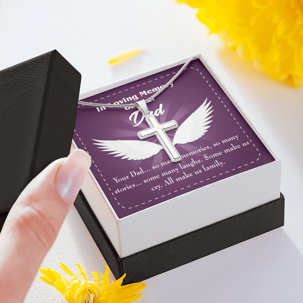Your Dad Dad Memorial Gift Dad Memorial Cross Necklace Sympathy Gift Loss of Father Condolence Message Card-Express Your Love Gifts