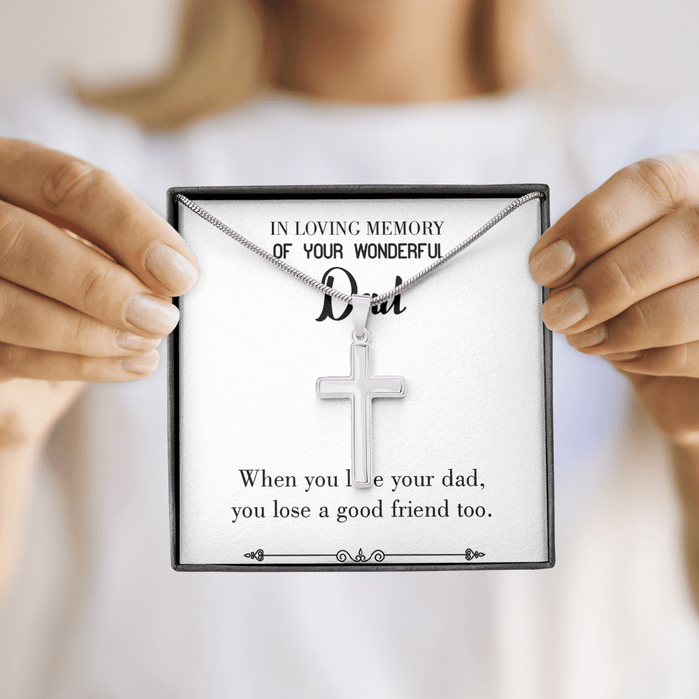 Your Dad Your Friend Dad Memorial Gift Dad Memorial Cross Necklace Sympathy Gift Loss of Father Condolence Message Card-Express Your Love Gifts