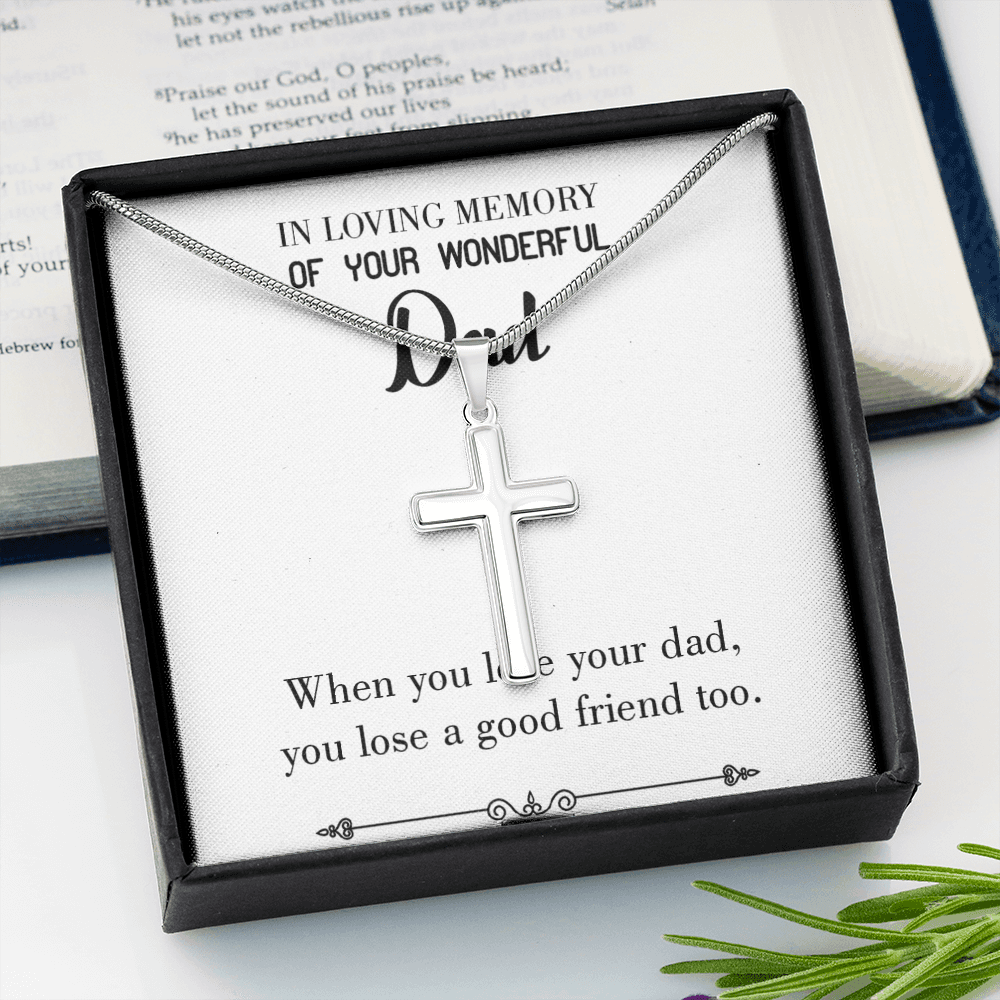 Your Dad Your Friend Dad Memorial Gift Dad Memorial Cross Necklace Sympathy Gift Loss of Father Condolence Message Card-Express Your Love Gifts