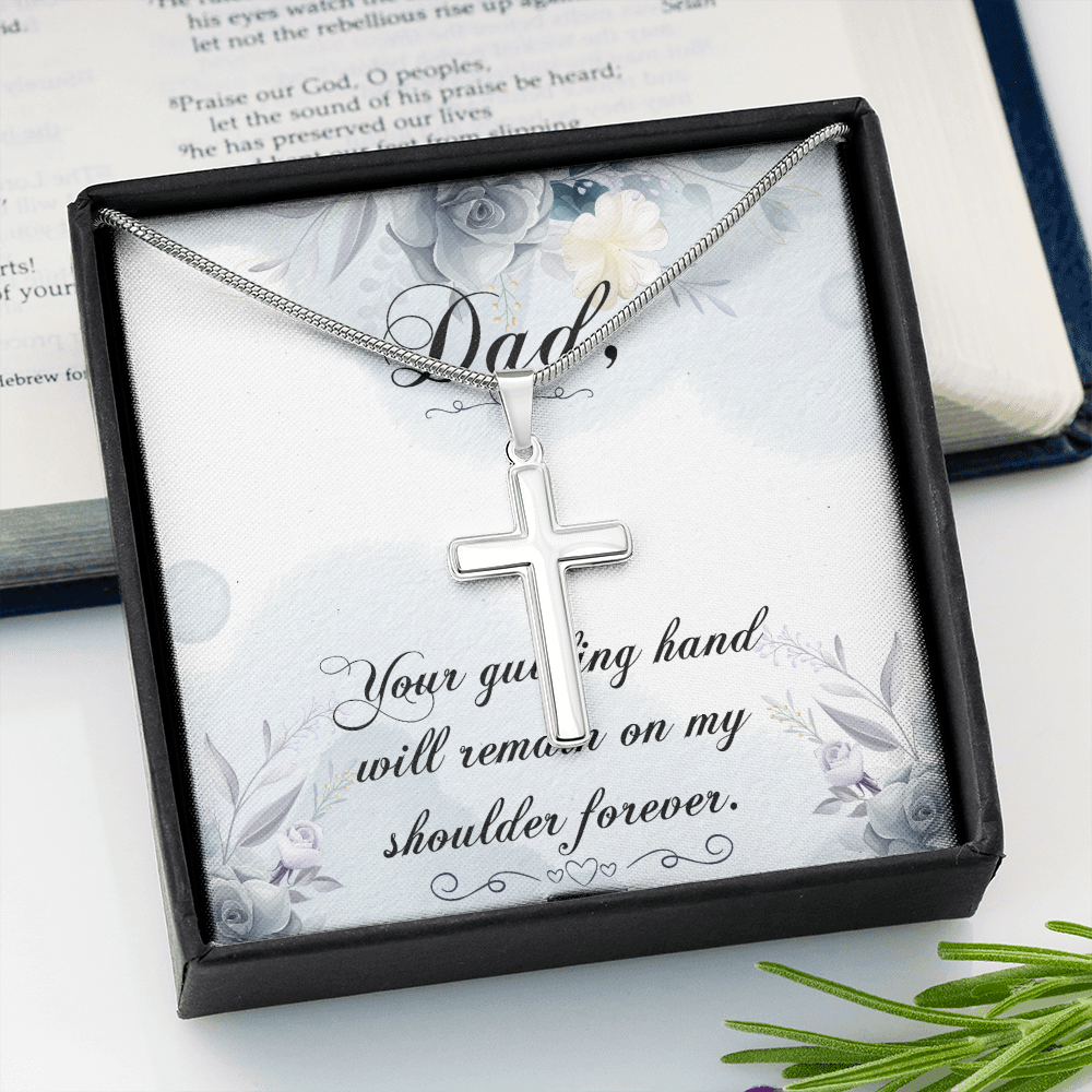 Your Guiding Hand Dad Memorial Gift Dad Memorial Cross Necklace Sympathy Gift Loss of Father Condolence Message Card-Express Your Love Gifts
