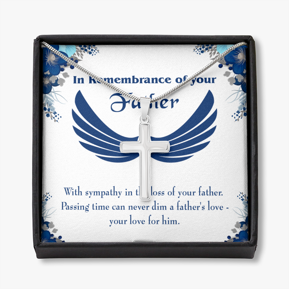 Your Love For Him Dad Memorial Gift Dad Memorial Cross Necklace Sympathy Gift Loss of Father Condolence Message Card-Express Your Love Gifts