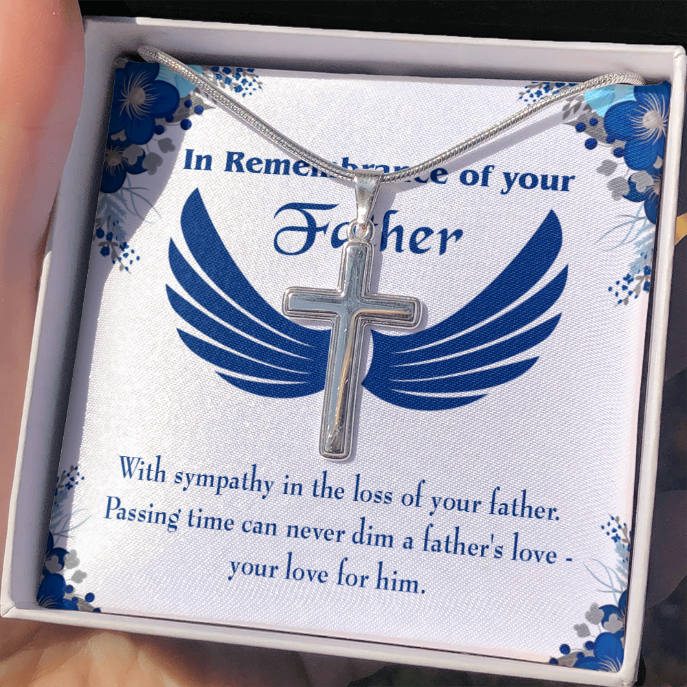 Your Love For Him Dad Memorial Gift Dad Memorial Cross Necklace Sympathy Gift Loss of Father Condolence Message Card-Express Your Love Gifts