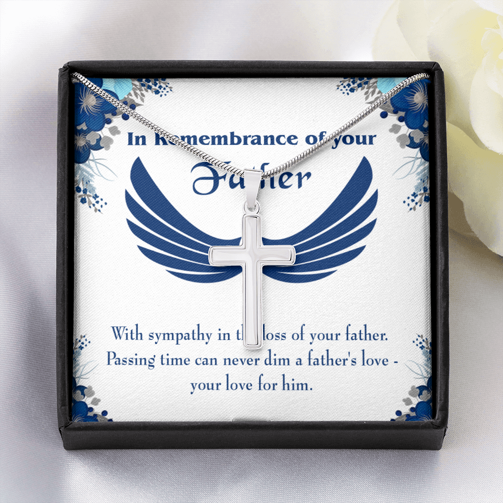 Your Love For Him Dad Memorial Gift Dad Memorial Cross Necklace Sympathy Gift Loss of Father Condolence Message Card-Express Your Love Gifts