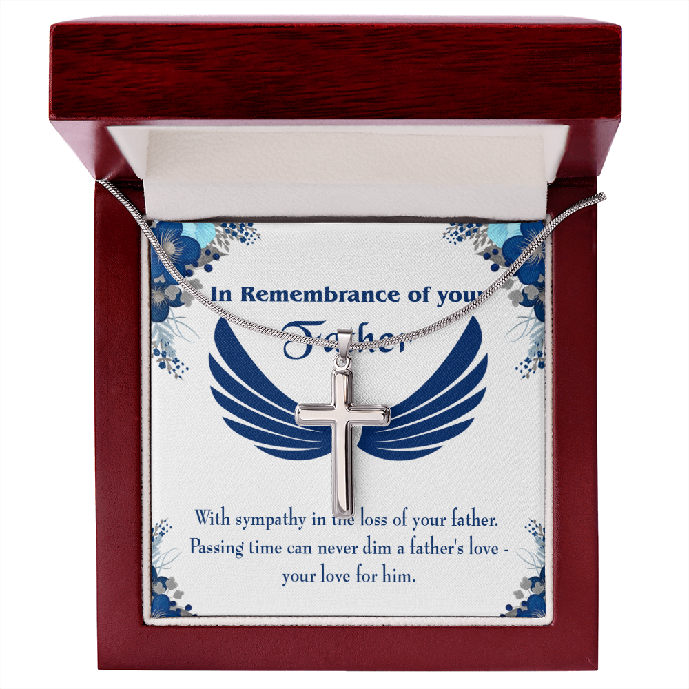 Your Love For Him Dad Memorial Gift Dad Memorial Cross Necklace Sympathy Gift Loss of Father Condolence Message Card-Express Your Love Gifts