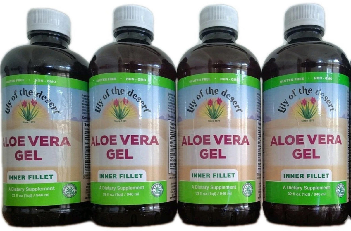 Lily of the Desert Aloe Vera Gel Drink, Inner Fillet, Thicker Consistency, 32 oz, 4-Pack-Express Your Love Gifts