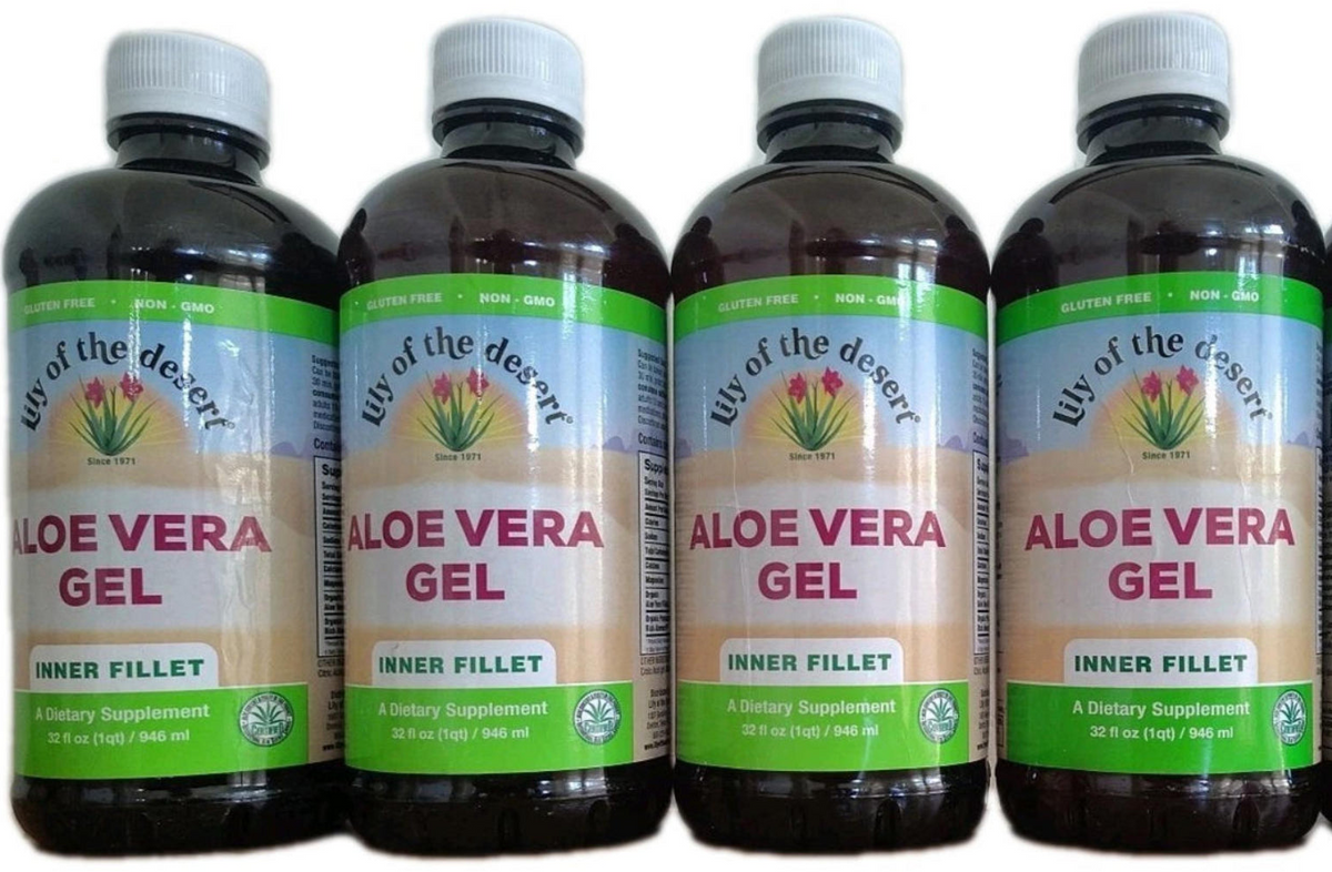 Lily of the Desert Aloe Vera Gel Drink, Inner Fillet, Thicker Consistency, 32 oz, 4-Pack-Express Your Love Gifts