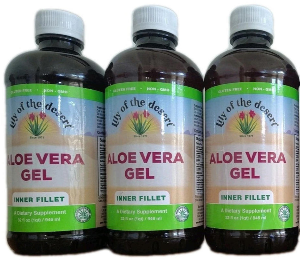 Lily of the Desert Aloe Vera Gel Drink, Inner Fillet, Thicker Consistency, 32 oz, 4-Pack-Express Your Love Gifts