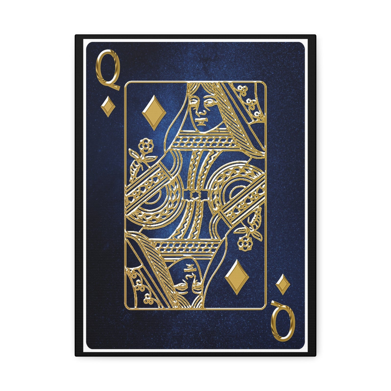 Queen Of Diamonds Space Background Playing Card Canvas Wall Art for Home Decor Ready-to-Hang-Express Your Love Gifts