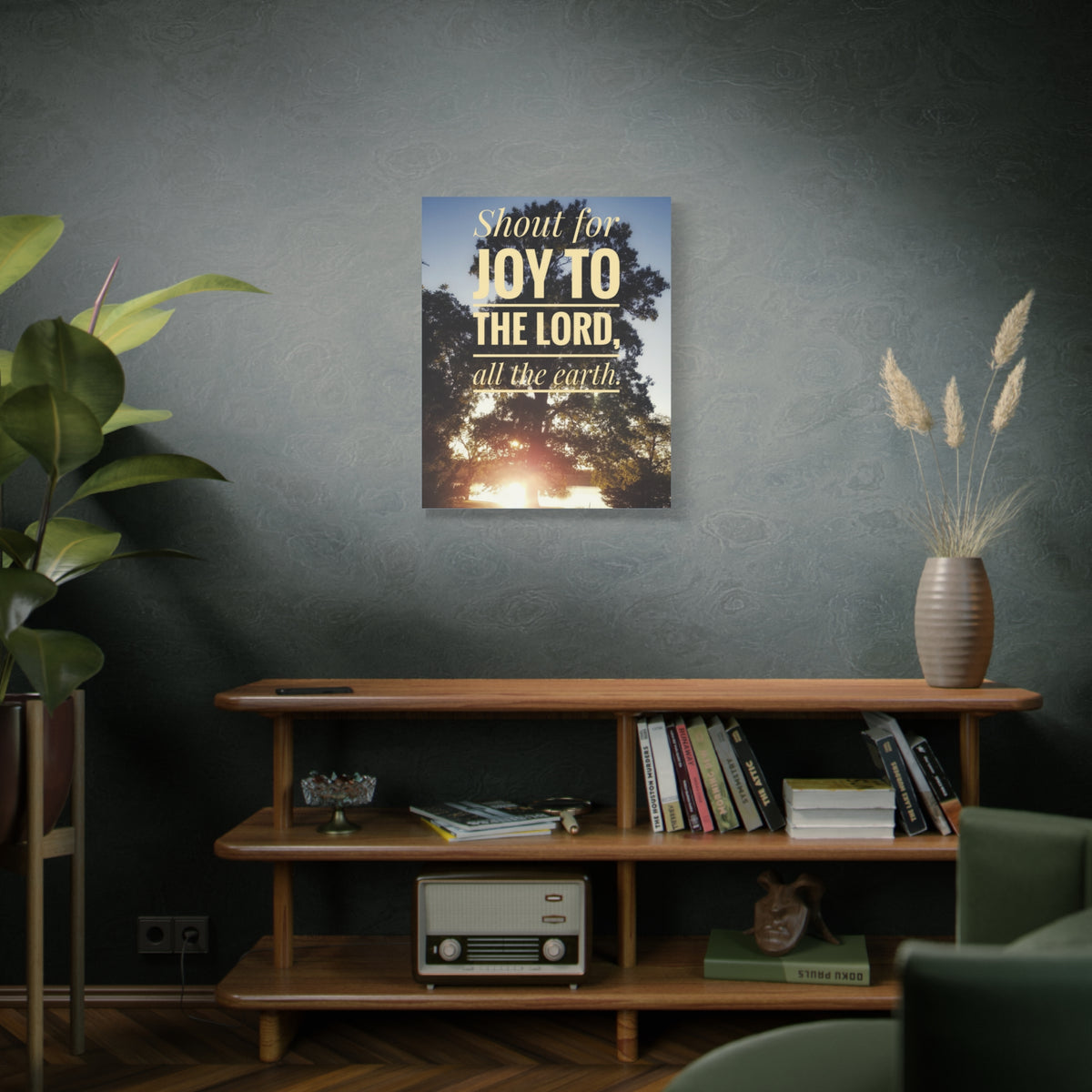 Scripture Canvas Joy To The Lord Psalms 100:1 Christian Wall Art Bible Verse Print Ready to Hang-Express Your Love Gifts