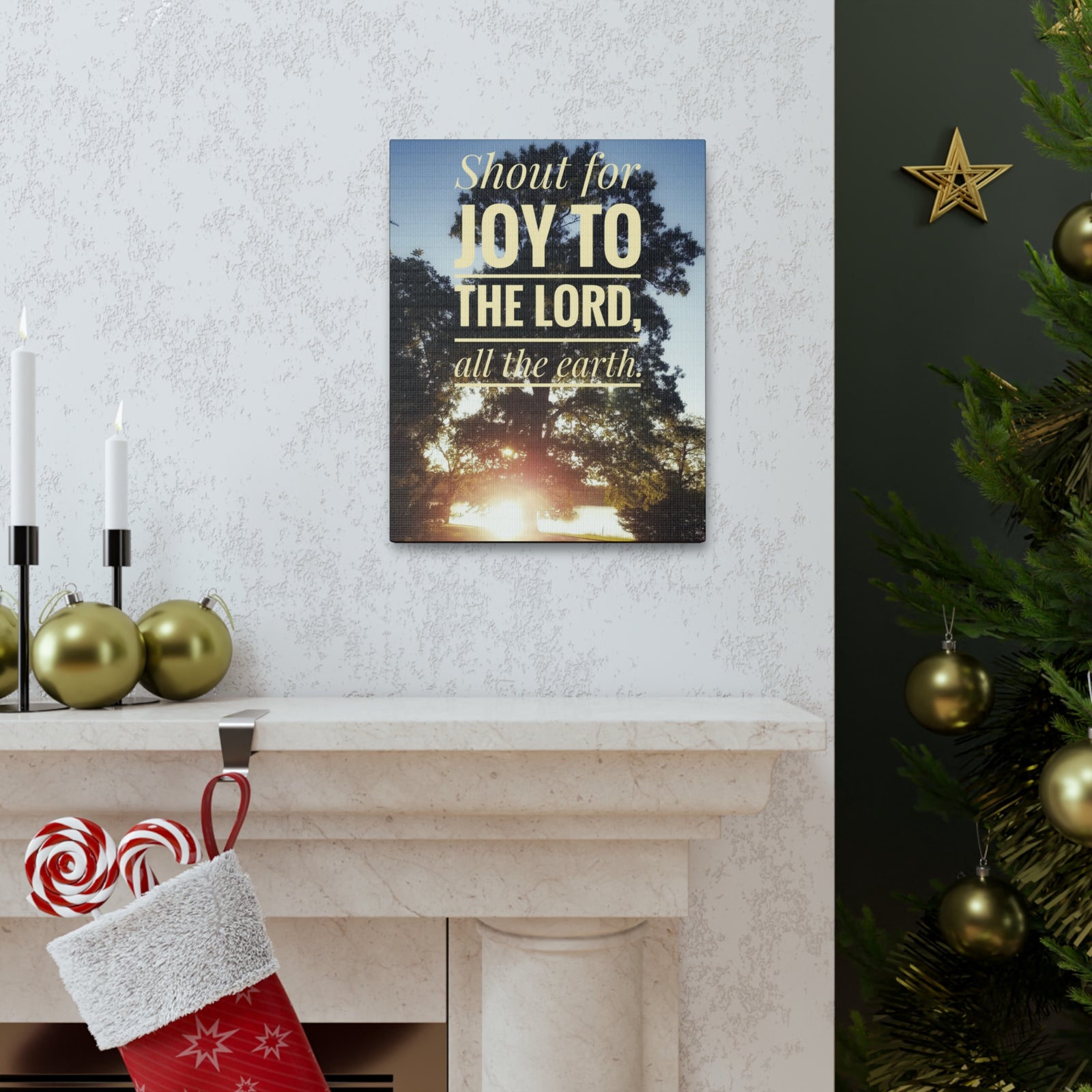 Scripture Walls Shout For Joy Psalm 100:1 Bible Verse Canvas Christian Wall Art Ready to Hang-Express Your Love Gifts