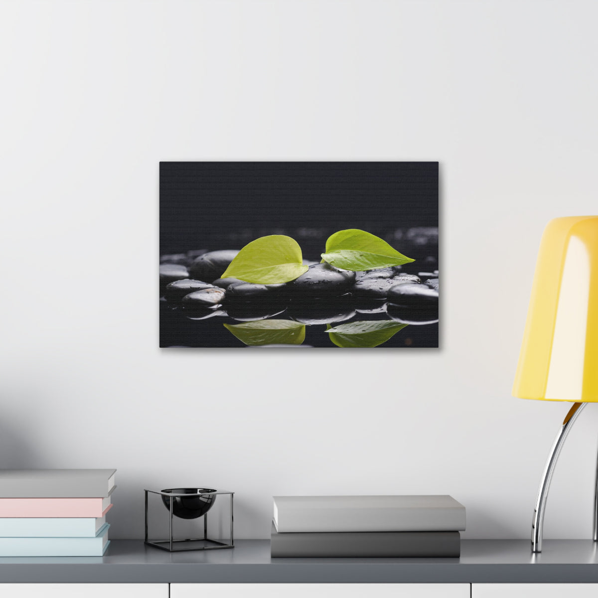 Green Leaf with Stones Forest Floral Nature Photography Canvas Wall Art for Home Decor Ready-to-Hang-Express Your Love Gifts