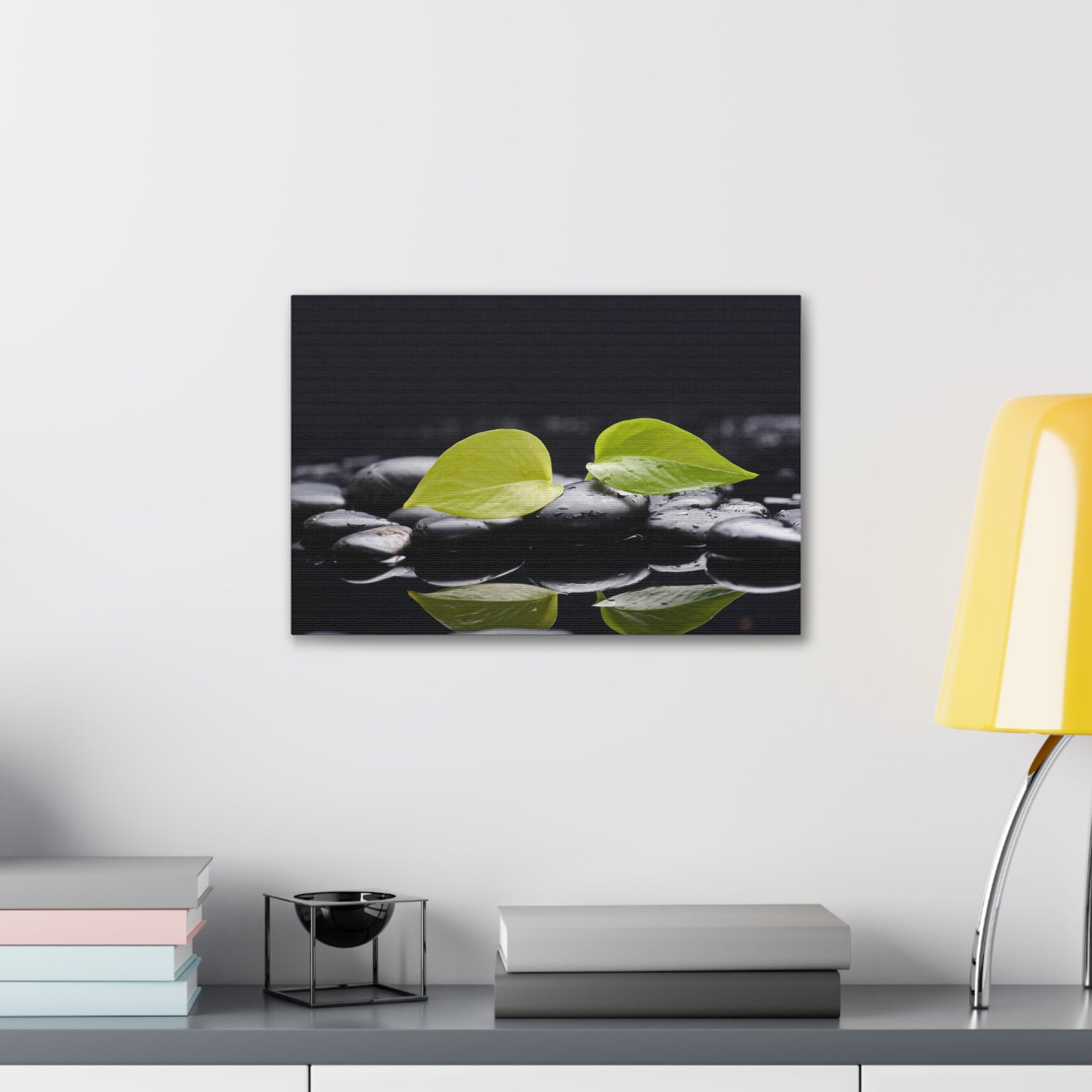 Green Leaf with Stones Forest Floral Nature Photography Canvas Wall Art for Home Decor Ready-to-Hang-Express Your Love Gifts