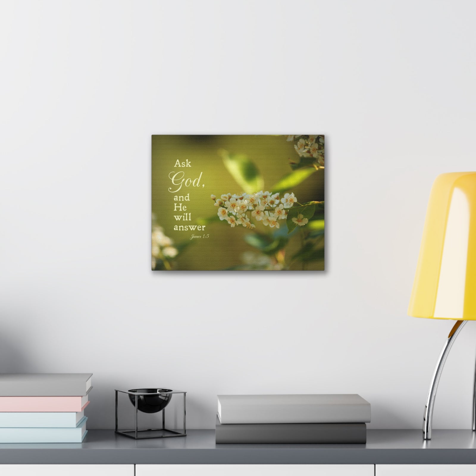 Scripture Canvas He Will Answer James 1:5 Christian Wall Art Bible Verse Print Ready to Hang-Express Your Love Gifts