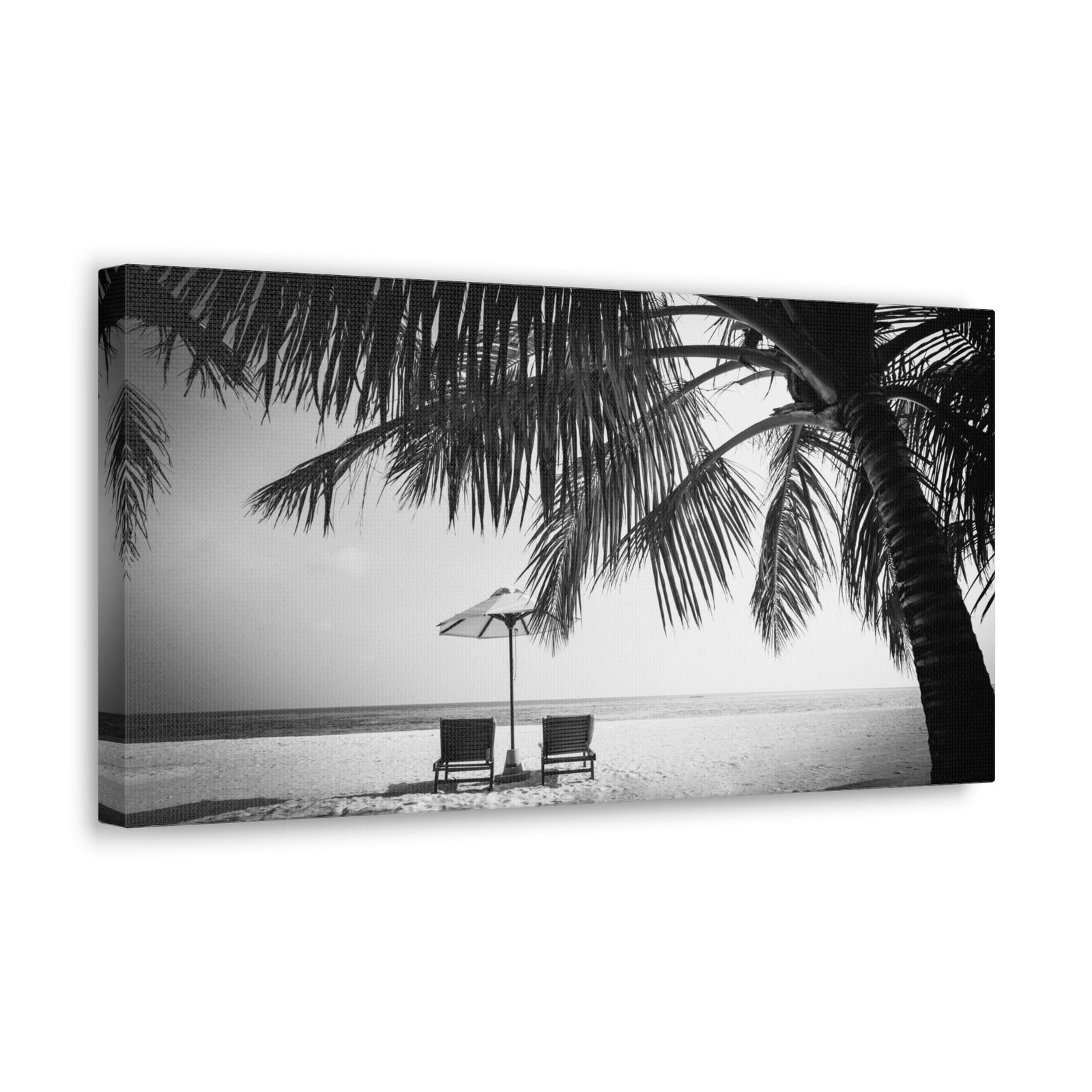 Perfect Black White Beach Scene Ocean Canvas Wall Art for Home Decor Ready-to-Hang-Express Your Love Gifts