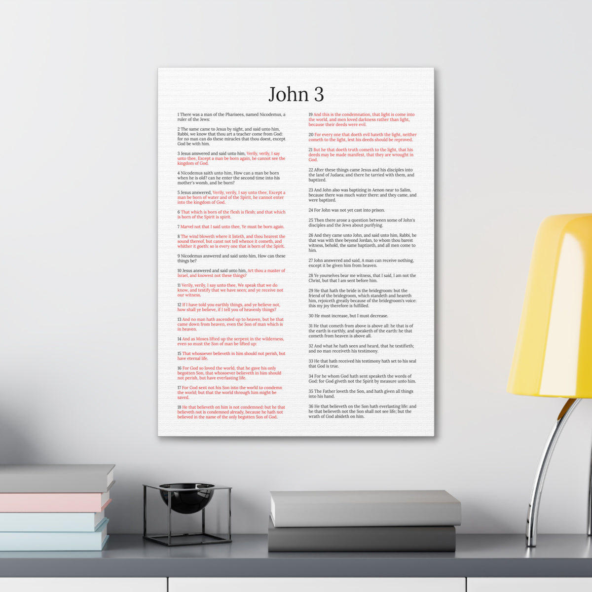 Scripture Walls John 3 Jesus and Nicodemus White Christian Wall Art Print Ready to Hang Unframed-Express Your Love Gifts