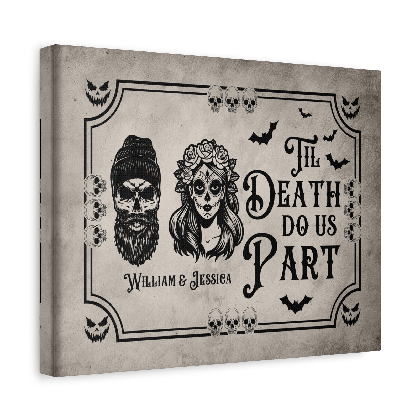 Personalized Till Death Do Us Part Canvas – Gothic Wedding Wall Art-Express Your Love Gifts