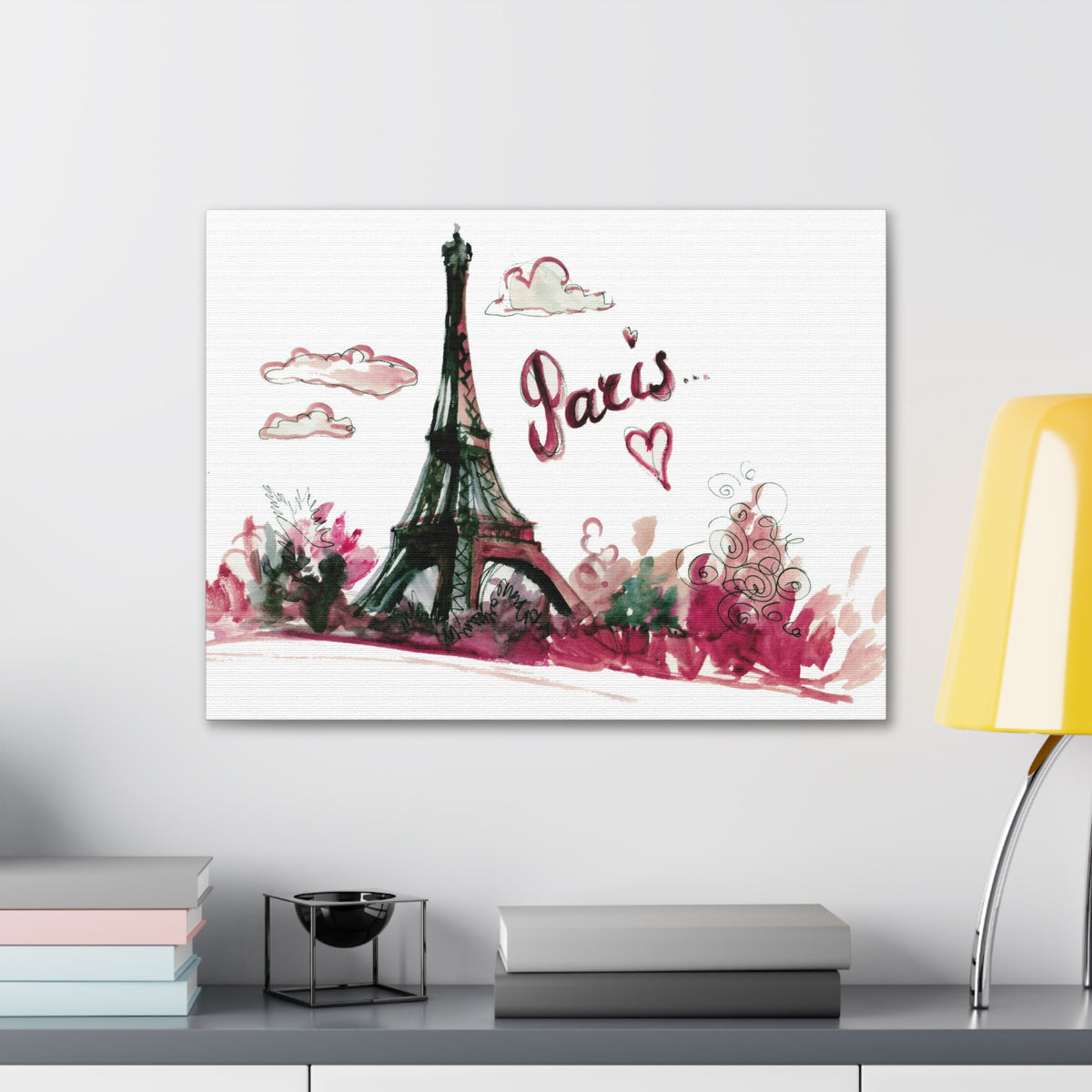Pink Eiffel Tower Illustration Paris France Canvas Artwork High-Quality Breathtaking French City for Home Decor Ready to Hang-Express Your Love Gifts