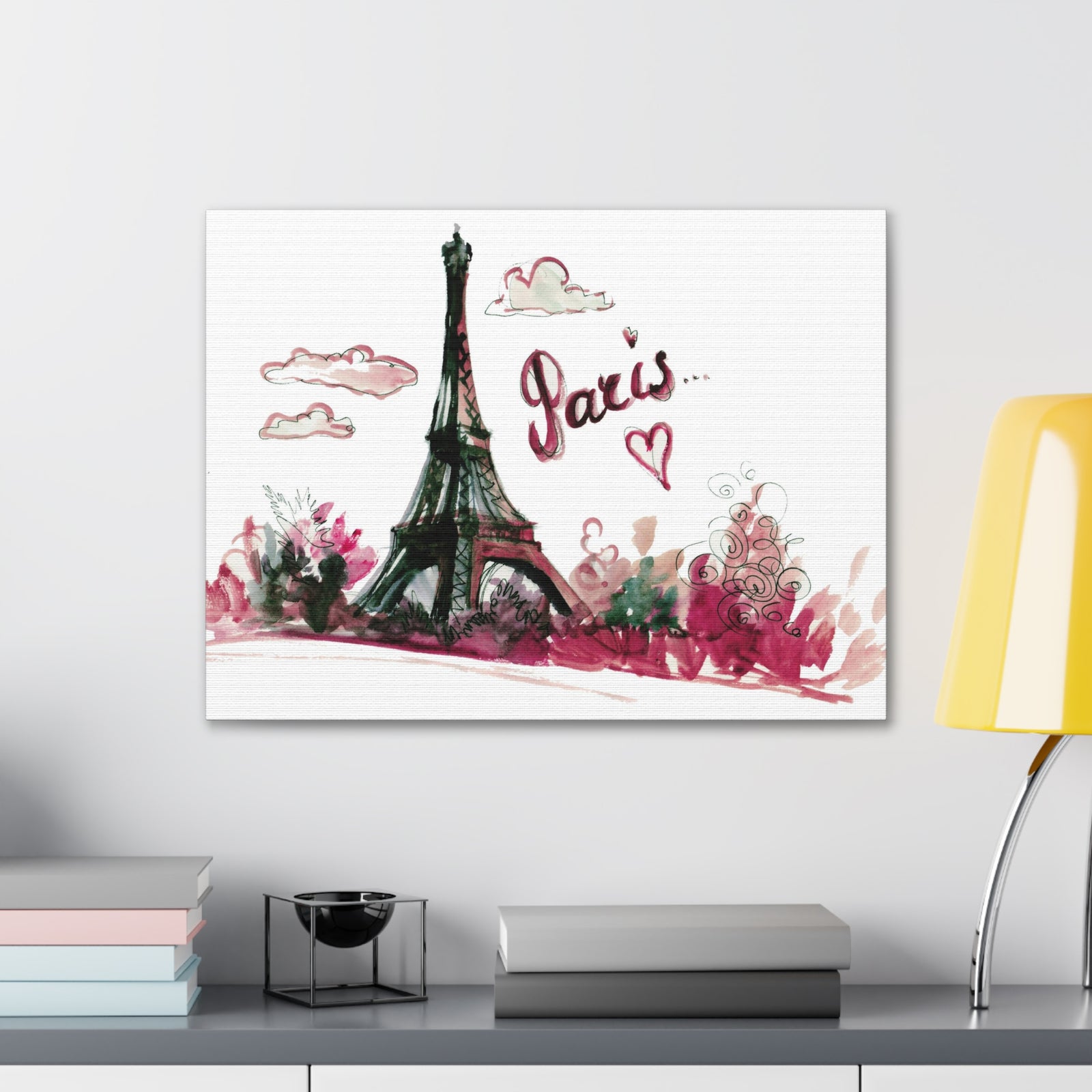 Pink Eiffel Tower Illustration Paris France Canvas Artwork High-Quality Breathtaking French City for Home Decor Ready to Hang-Express Your Love Gifts