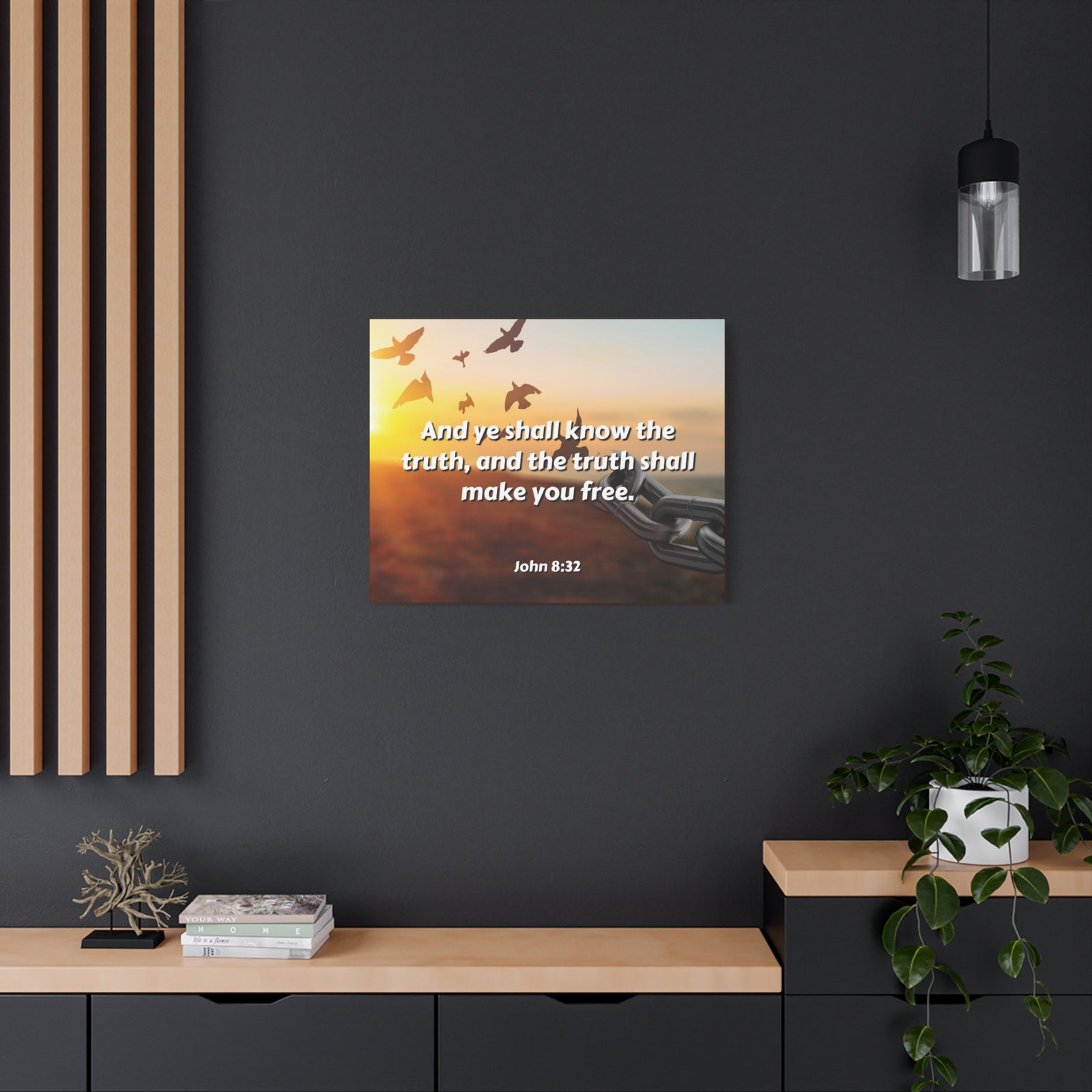 Scripture Canvas The Truth John 8:32 Christian Wall Art Bible Verse Print Ready to Hang-Express Your Love Gifts