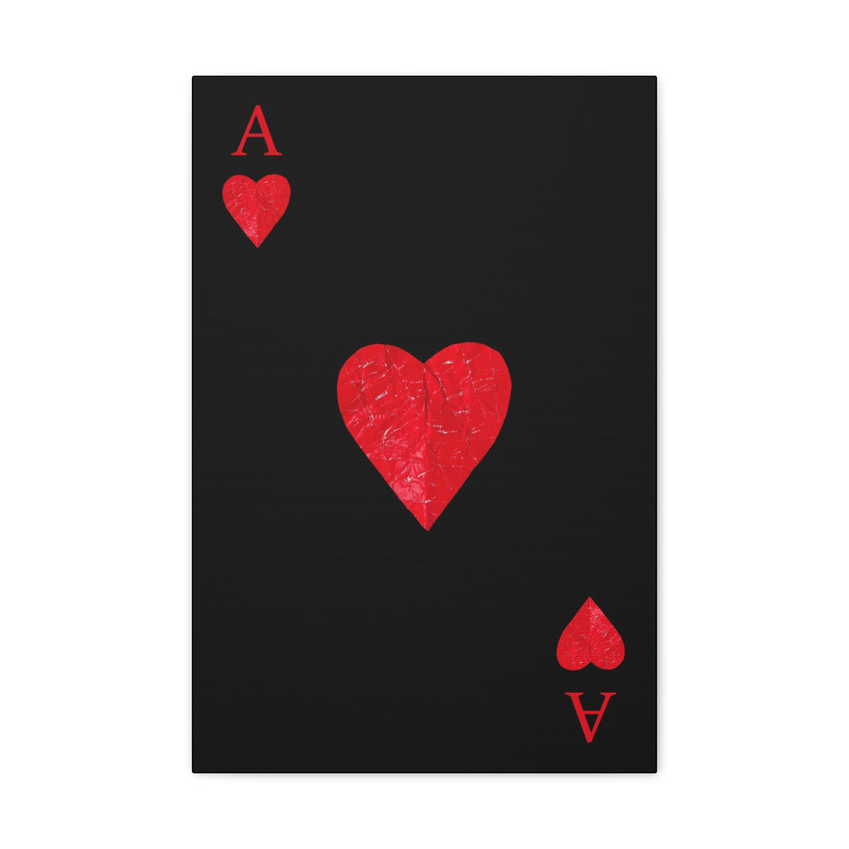 Ace Of Hearts Black Surface Playing Card Canvas Wall Art for Home Decor Ready-to-Hang-Express Your Love Gifts