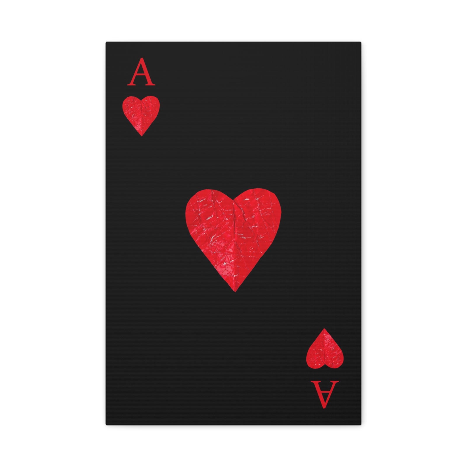 Ace Of Hearts Black Surface Playing Card Canvas Wall Art for Home Decor Ready-to-Hang-Express Your Love Gifts