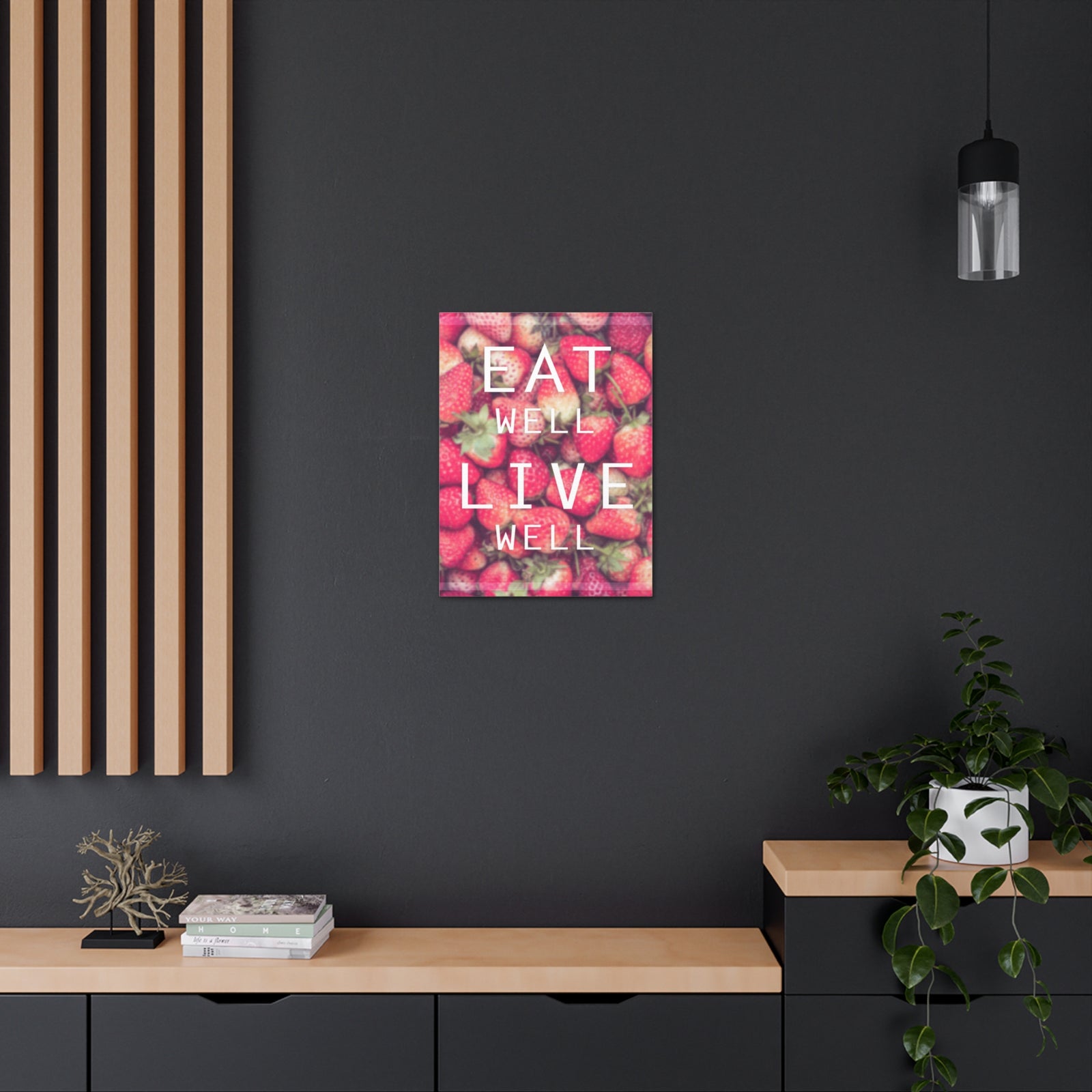 Inspirational Quote Canvas Eat Well Live Well Motivational Print Ready to Hang Artwork-Express Your Love Gifts