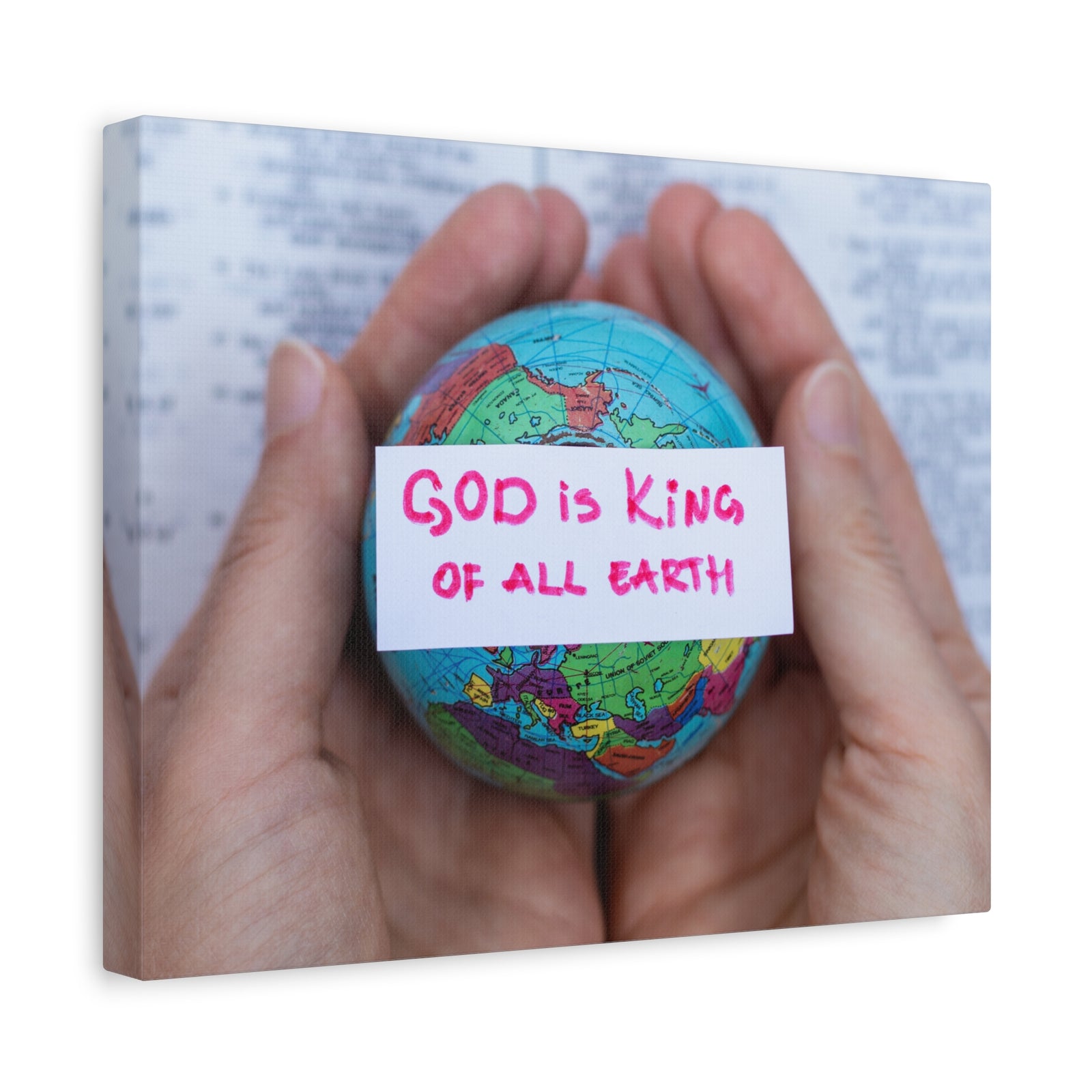Scripture Canvas King Of All Earth Psalm 29:10 Christian Wall Art Bible Verse Print Ready to Hang-Express Your Love Gifts