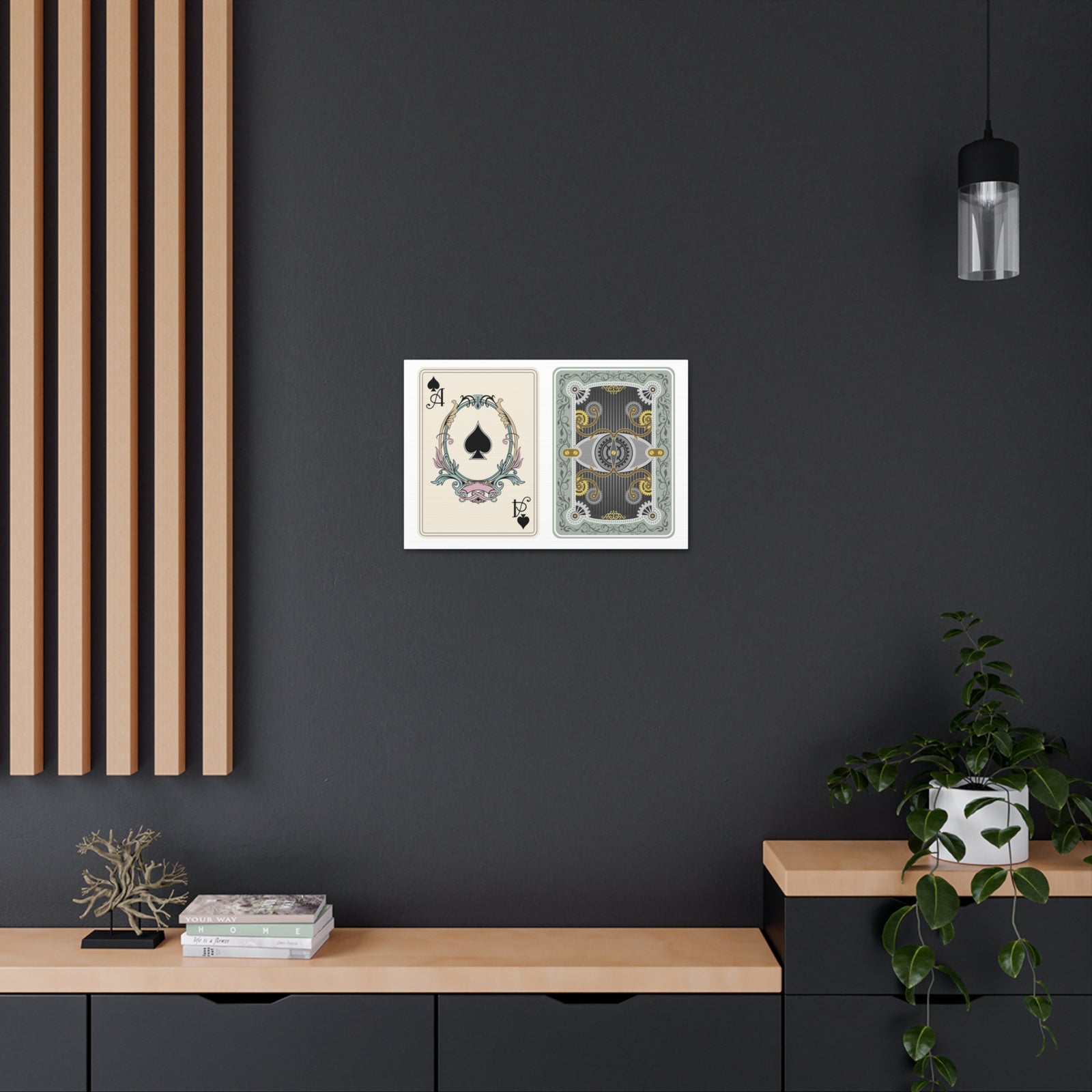 Steampunk Style Ace Of Spades Playing Card Canvas Wall Art for Home Decor Ready-to-Hang-Express Your Love Gifts