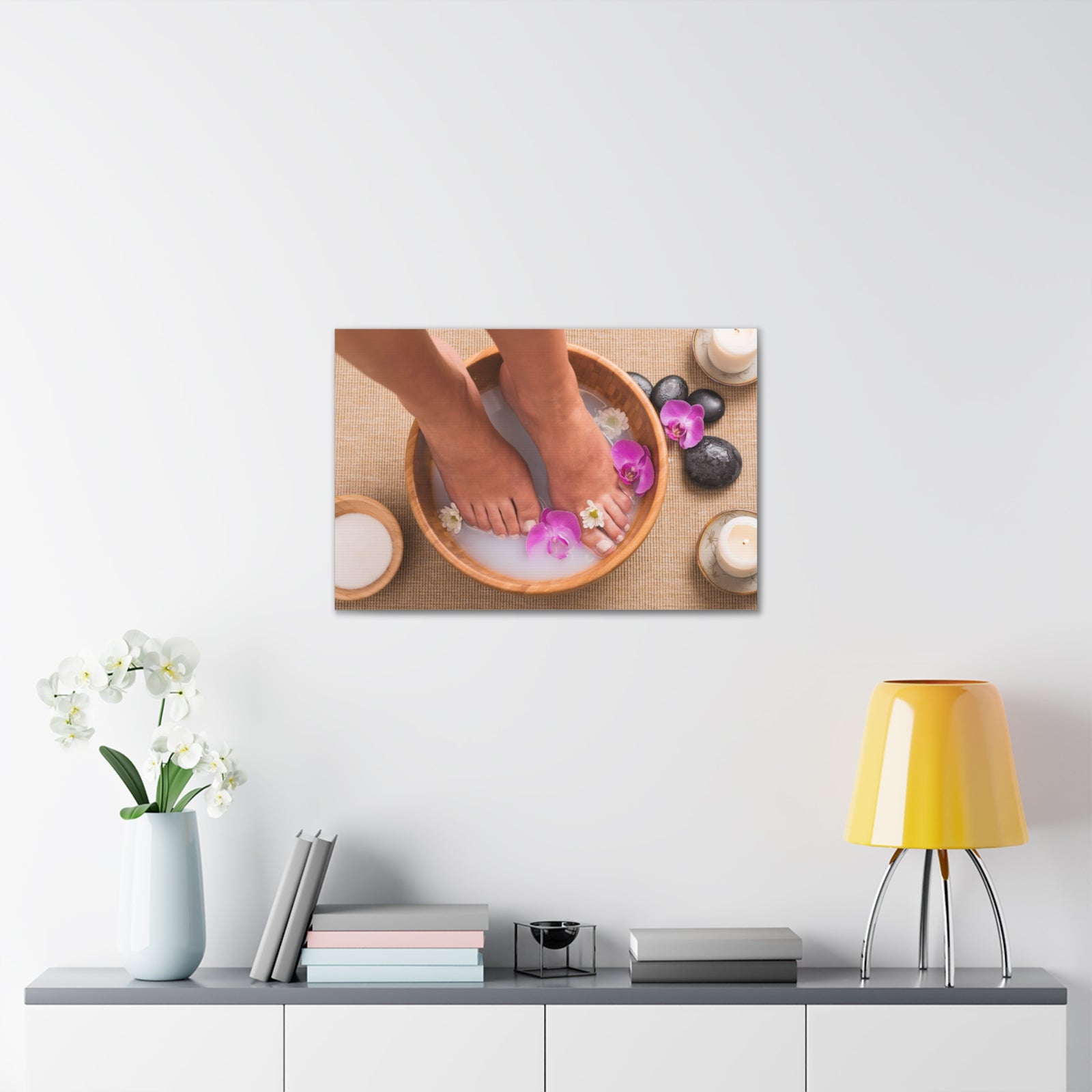 Footbath With Orchid Forest Floral Nature Photography Canvas Wall Art for Home Decor Ready-to-Hang-Express Your Love Gifts