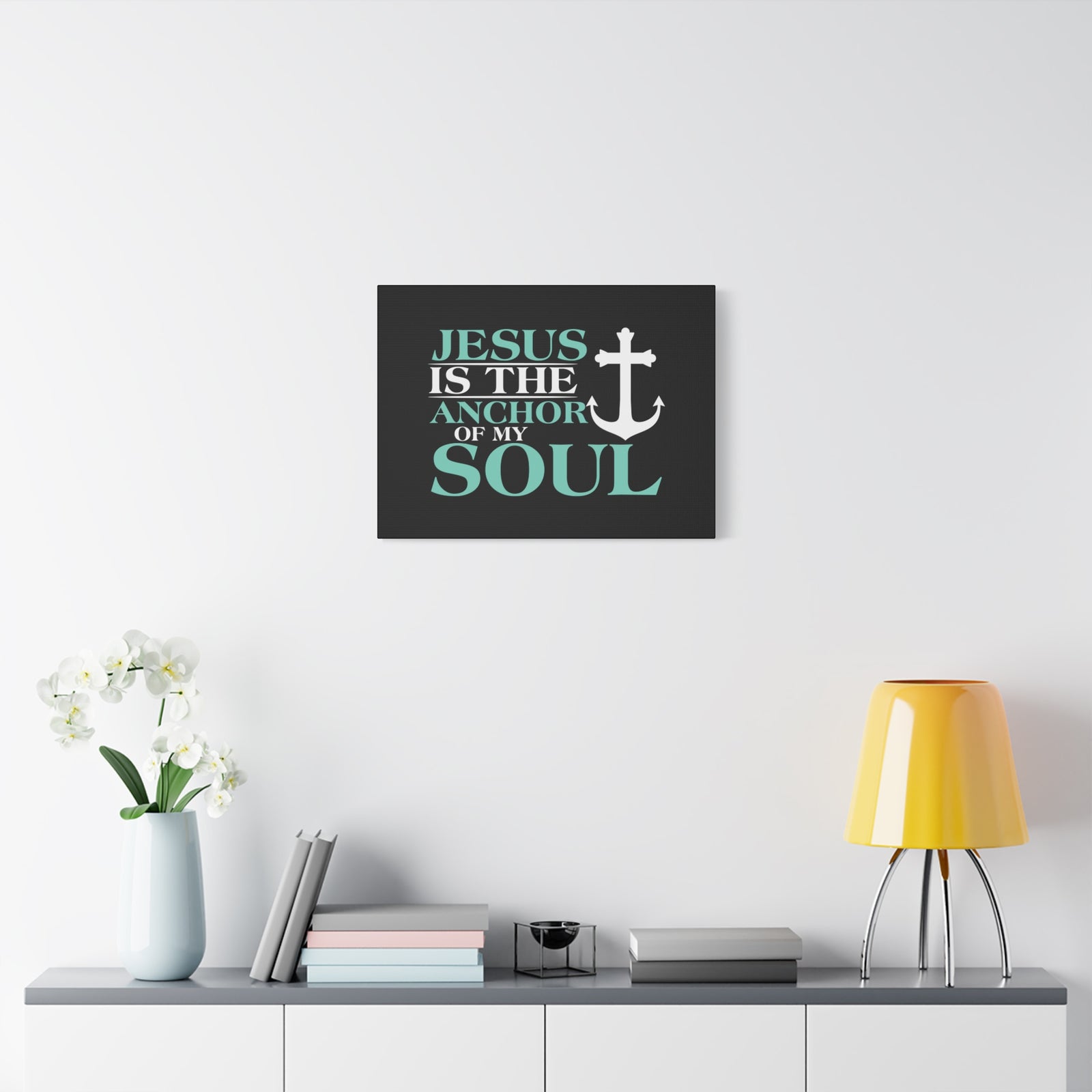 Scripture Canvas Anchor Of My Soul Psalm 119:81 Light Blue Christian Wall Art Bible Verse Print Ready to Hang-Express Your Love Gifts
