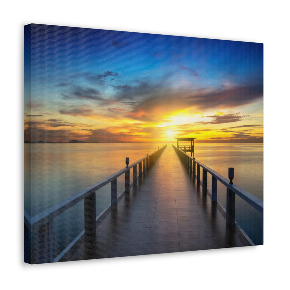 Sunset Beach Pier Nature Wilderness Photography Canvas Wall Art for Home Decor Ready-to-Hang-Express Your Love Gifts