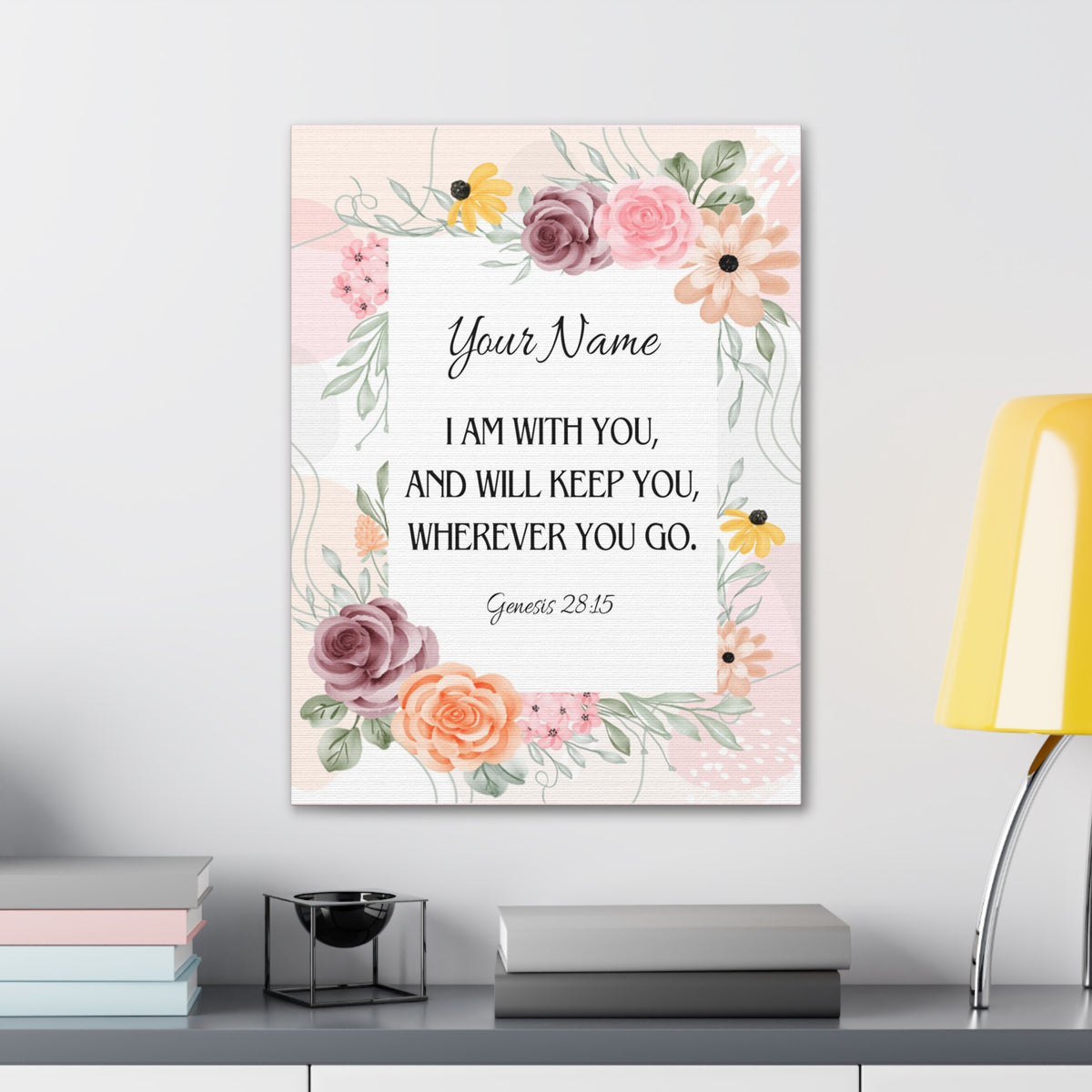 Scripture Walls Personalized Genesis 28:15 I Am With You Bible Chapter Canvas Christian Wall Art Ready to Hang-Express Your Love Gifts