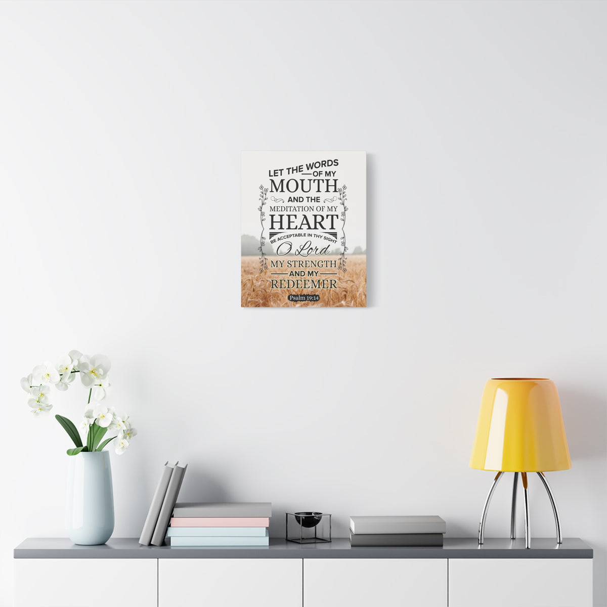 Scripture Canvas Lord My Strength Psalm 19:14 Christian Wall Art Bible Verse Print Ready to Hang-Express Your Love Gifts