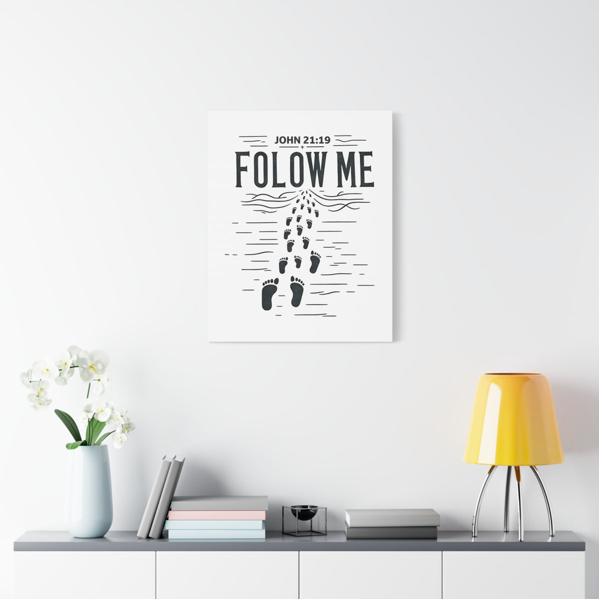 Scripture Walls John 21:19 Follow Me Bible Verse Canvas Christian Wall Art Ready to Hang Unframed-Express Your Love Gifts