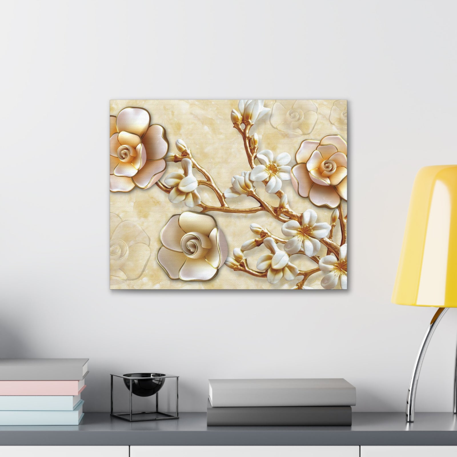 Yellow Flowers 3D Flower Canvas Wall Art for Home Decor Ready-to-Hang-Express Your Love Gifts