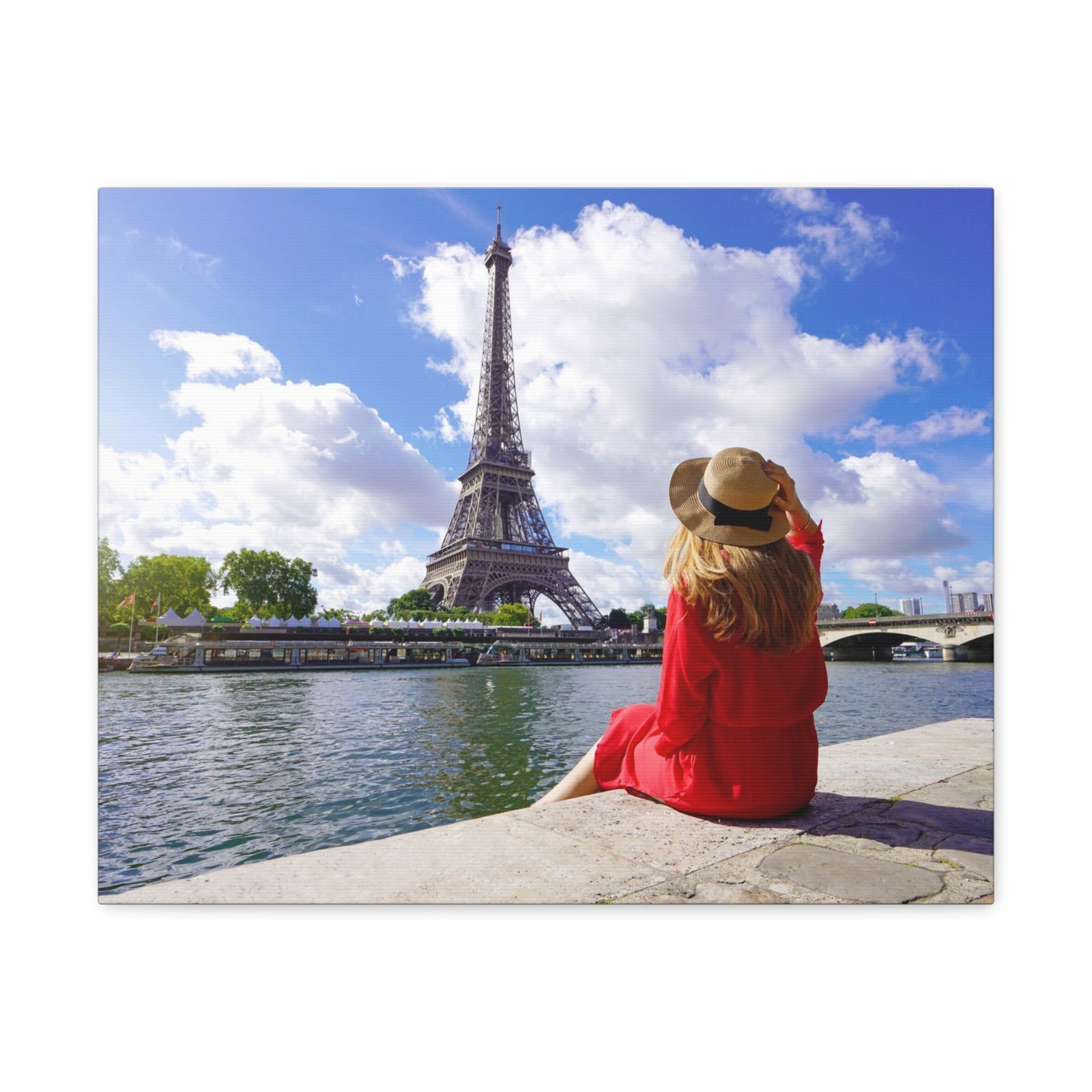 Eiffel Tower Sunrise Seine River Paris Skyline Canvas Artwork High-Quality Breathtaking Stunning Cityscape for Home Decor Ready to Hang-Express Your Love Gifts